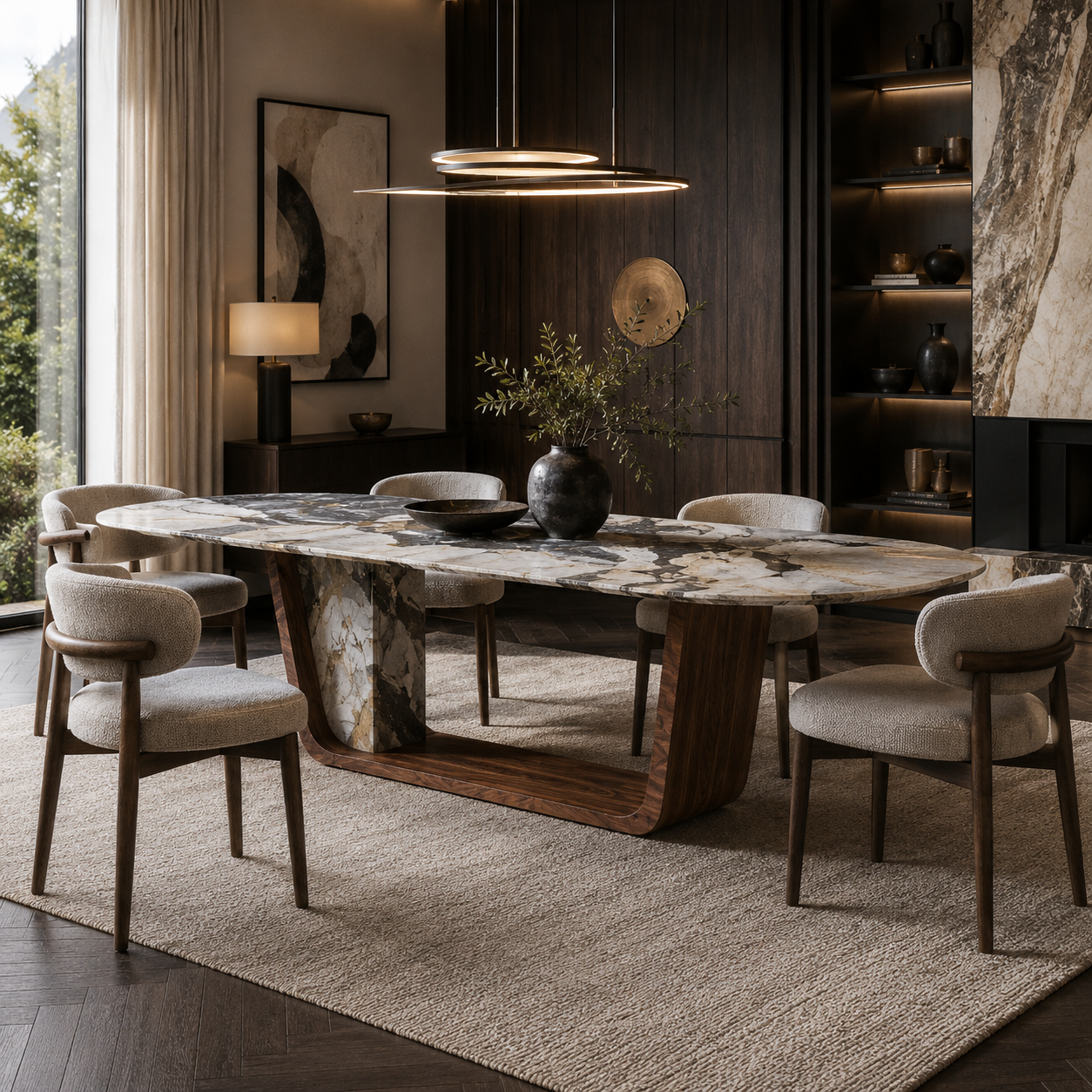 Kember Marble & Wood Dining Table