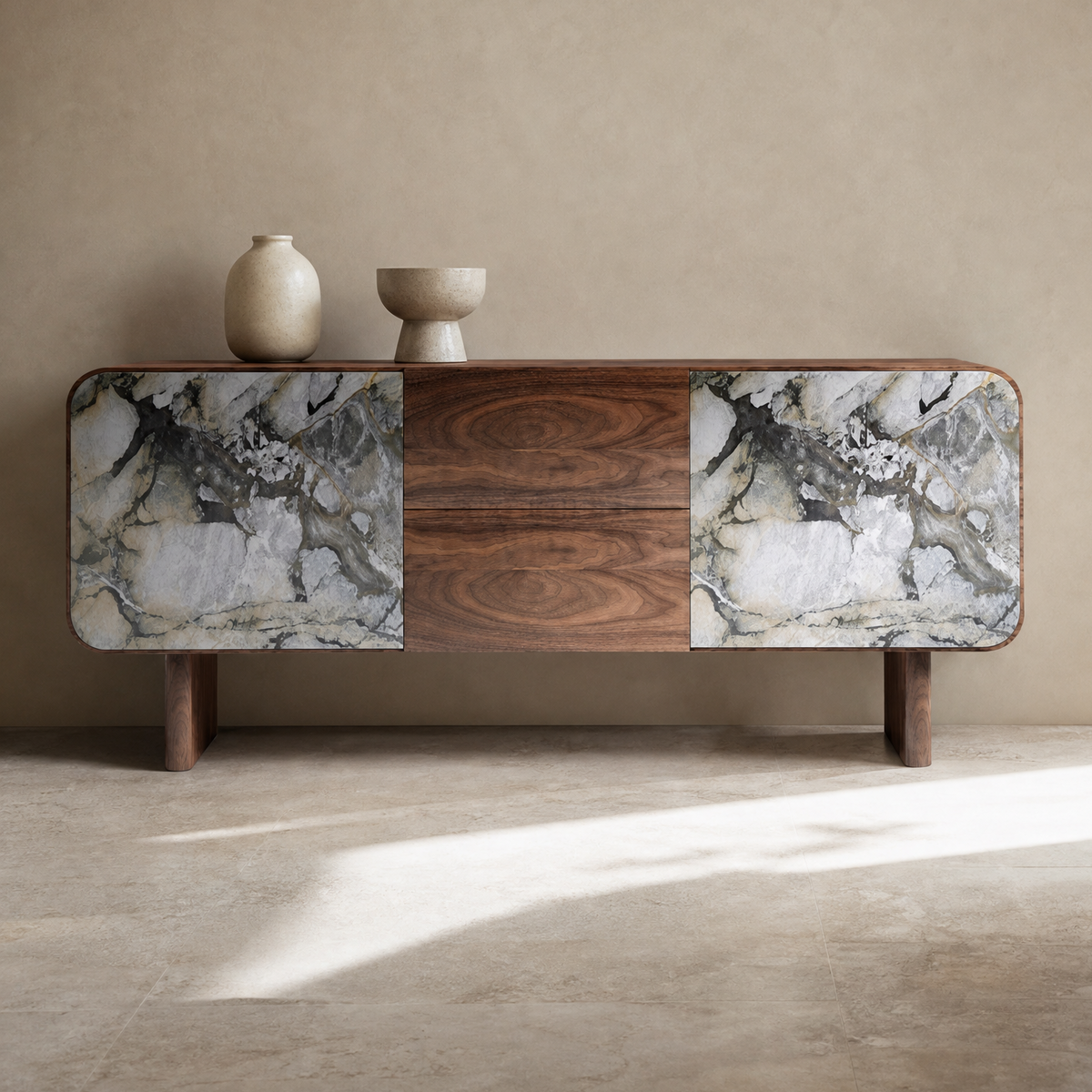Kember Marble & Wood Sideboard