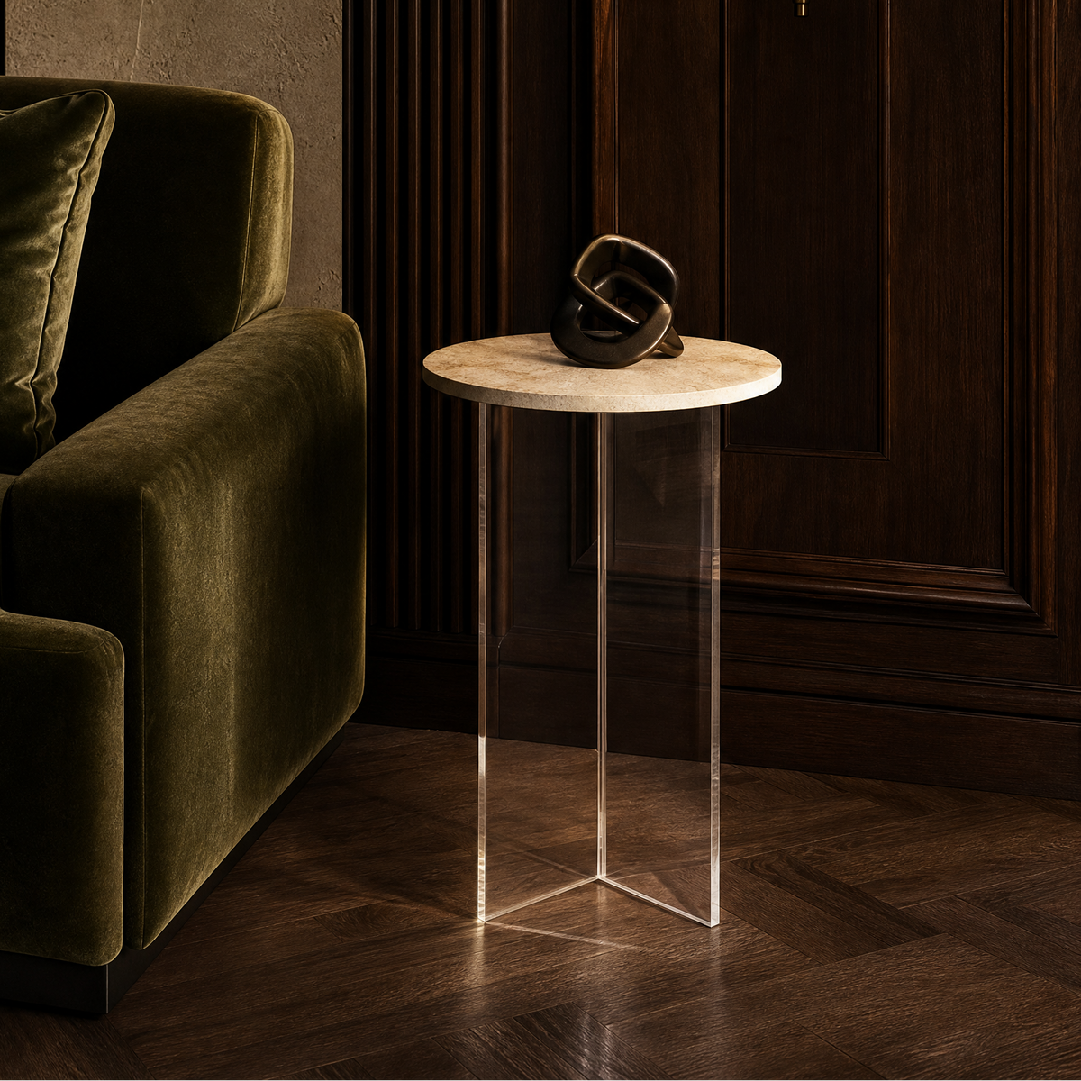 Cresswell Marble & Wood Side Table