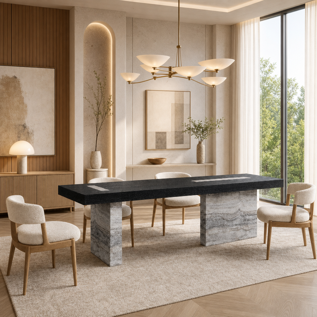 Fairmont Marble & Wood Dining Table