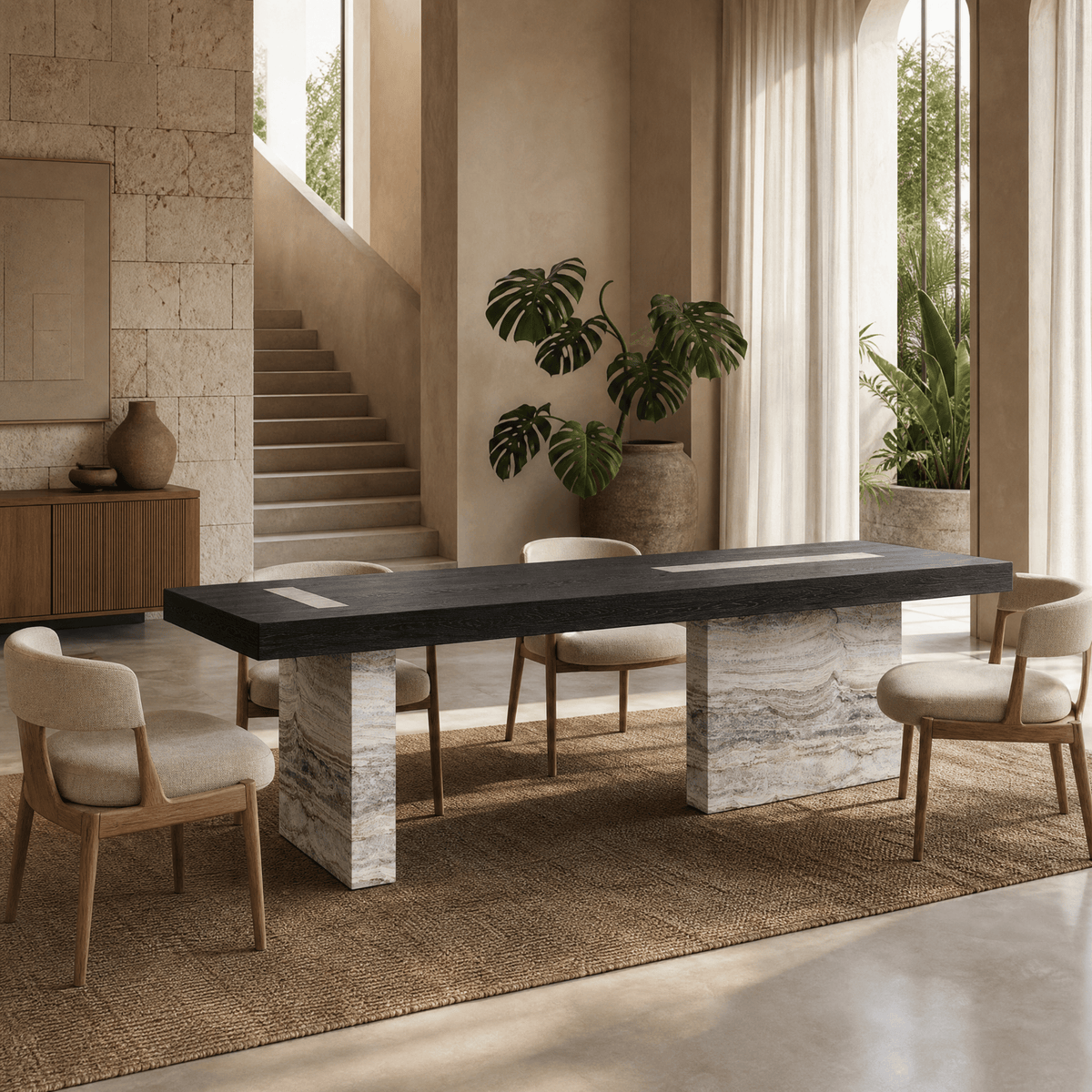 Fairmont Marble & Wood Dining Table