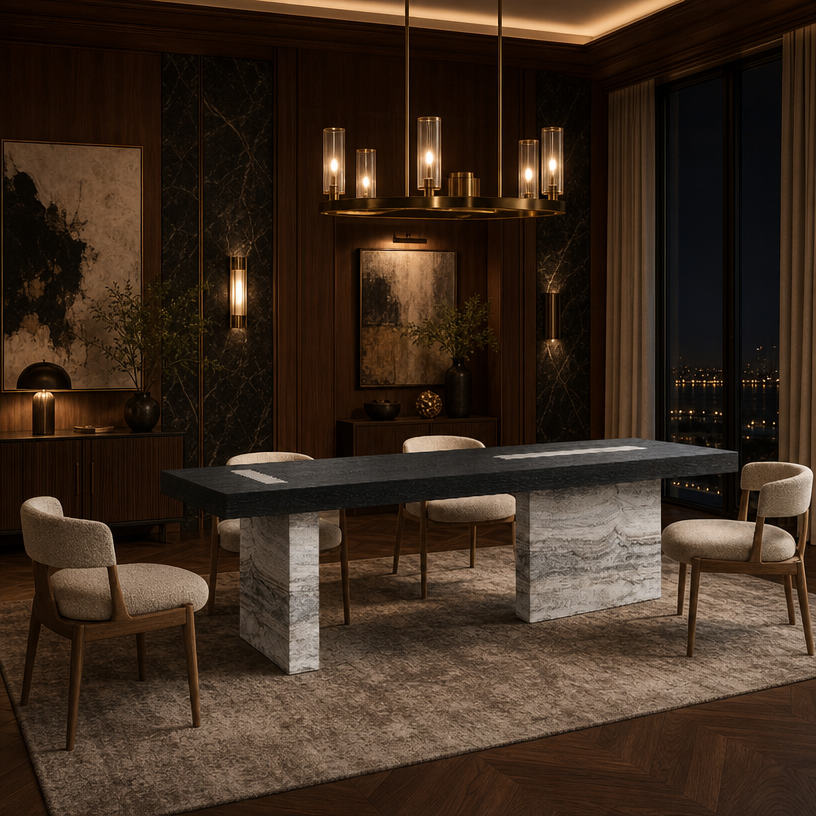 Fairmont Marble & Wood Dining Table