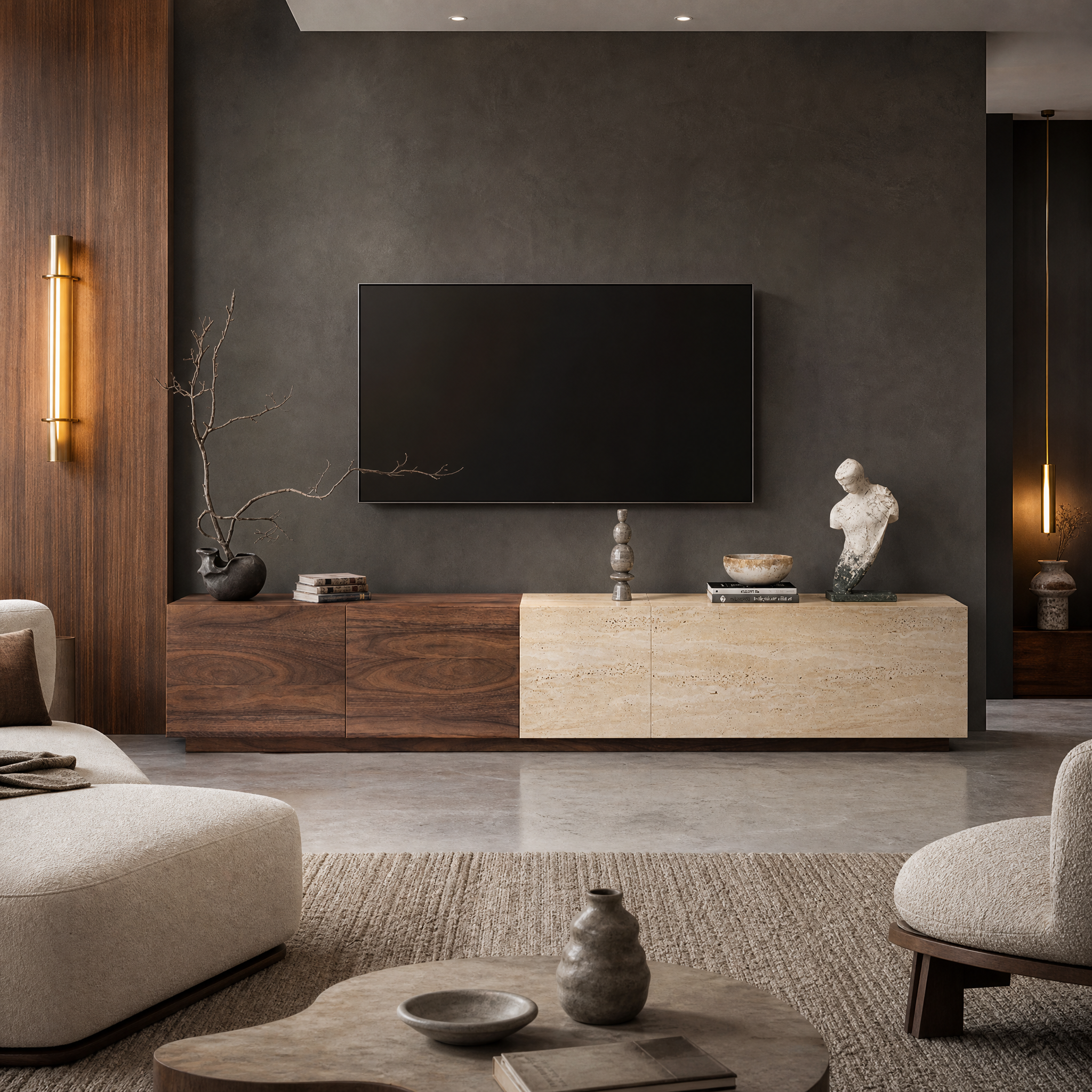 Cresswell Marble & Wood TV Unit