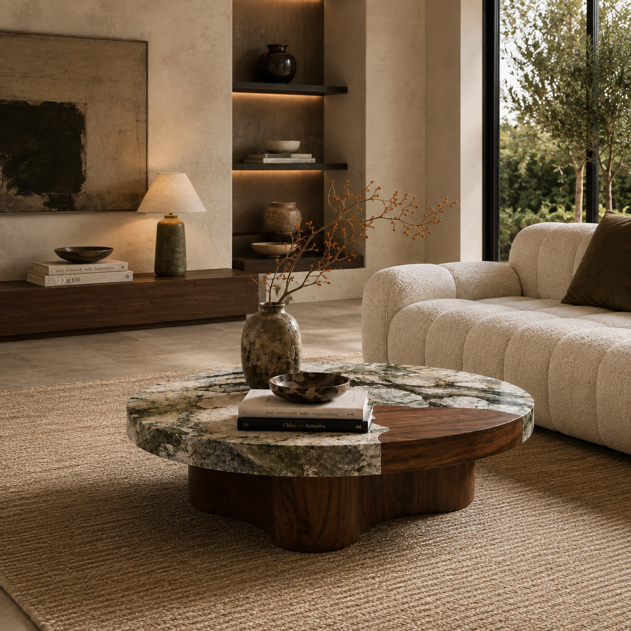 Marden Marble & Wood Coffee Table