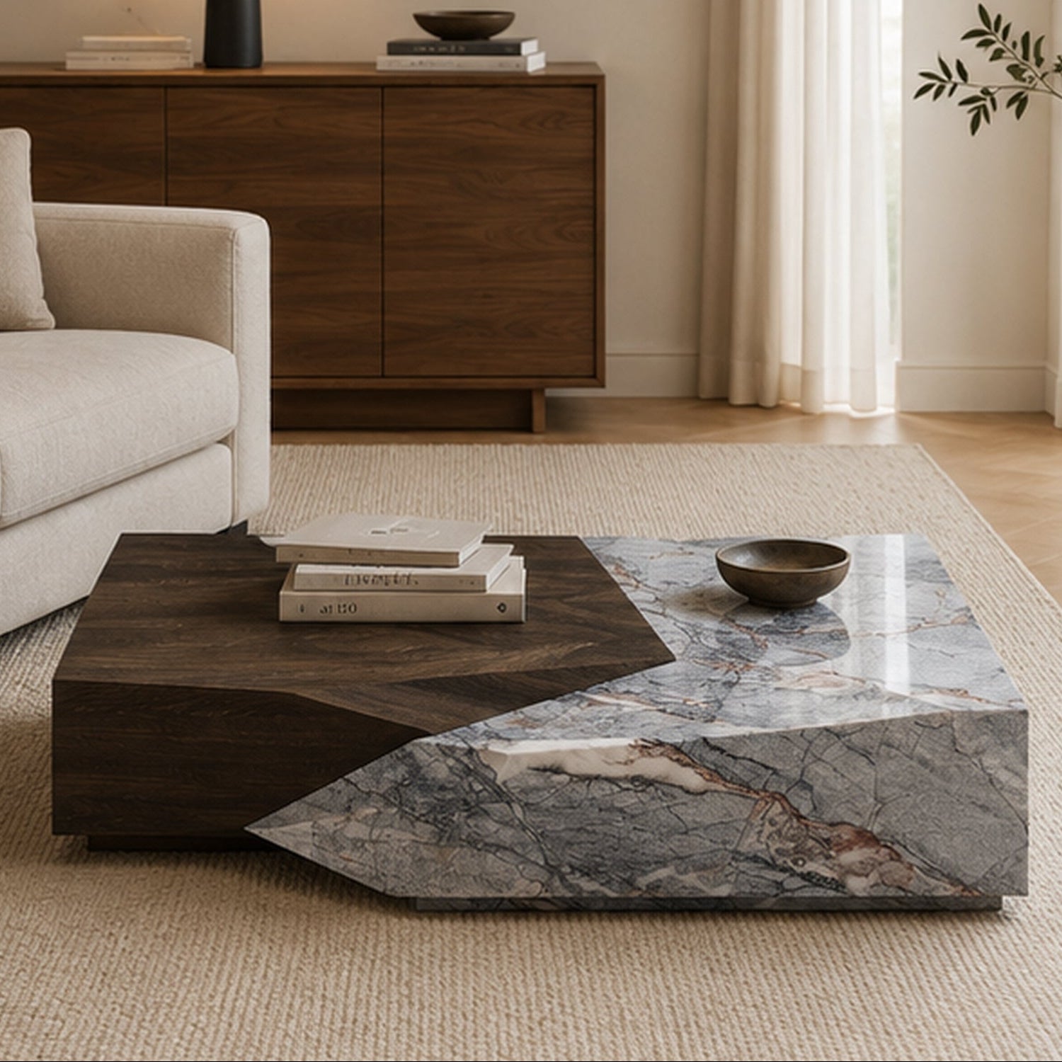 Davenham Marble & Wood Coffee Table