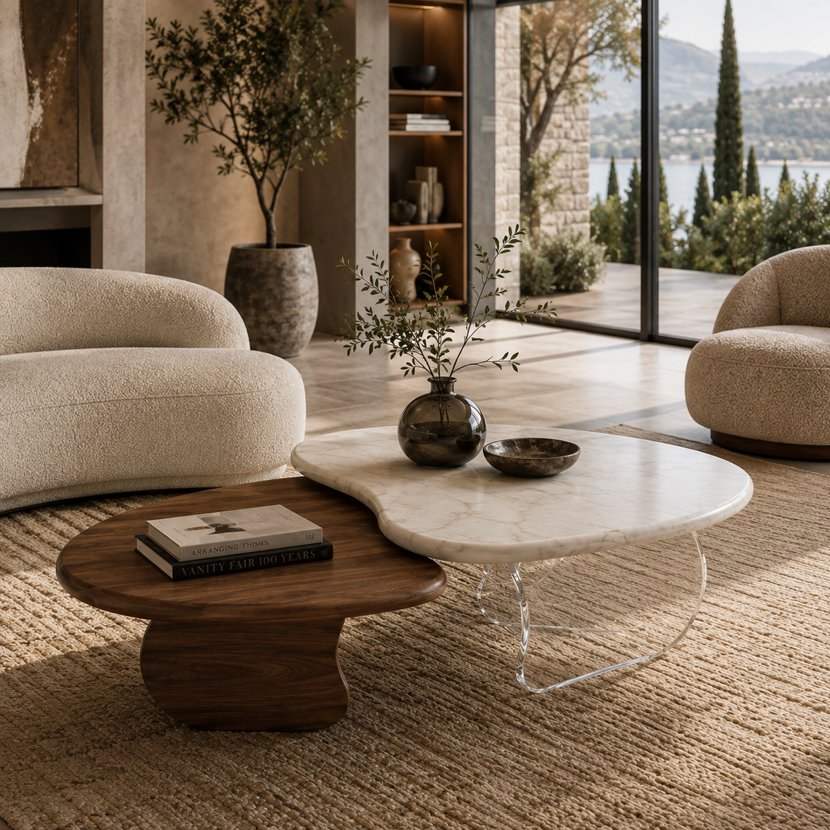 Merrow Marble & Wood Coffee Table