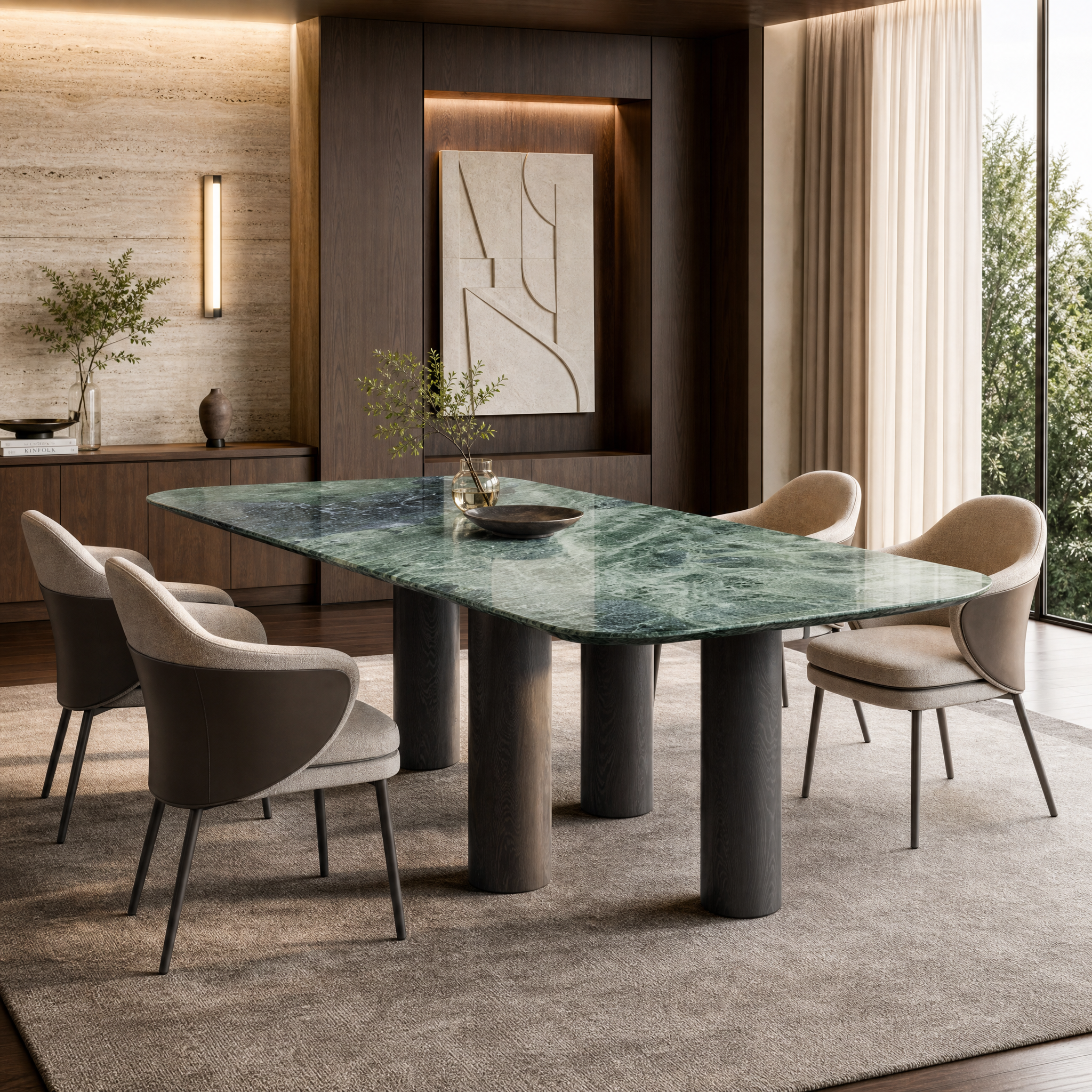 Henley Marble & Wood Dining Table