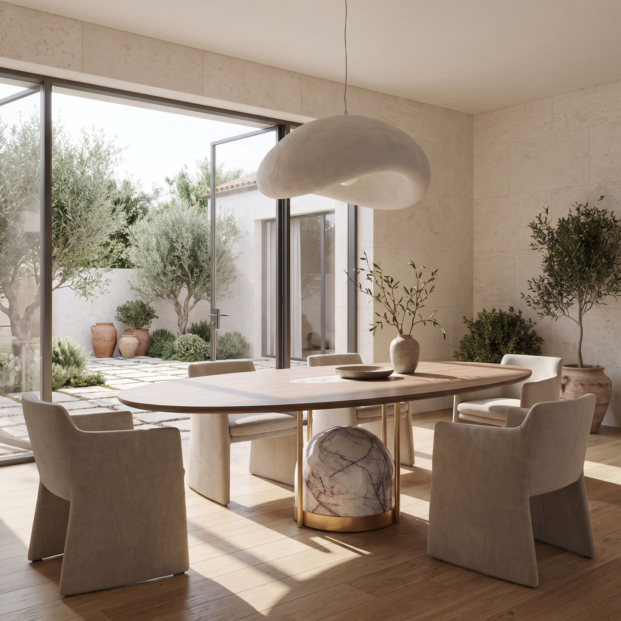 Wetherby Marble & Wood Dining Table