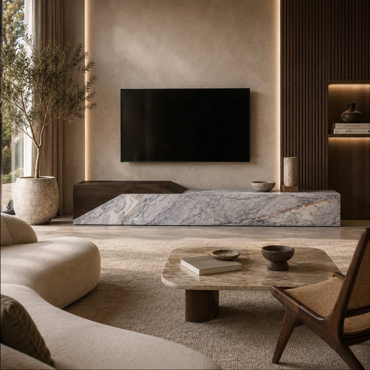Mixing Marble and Wood at Home