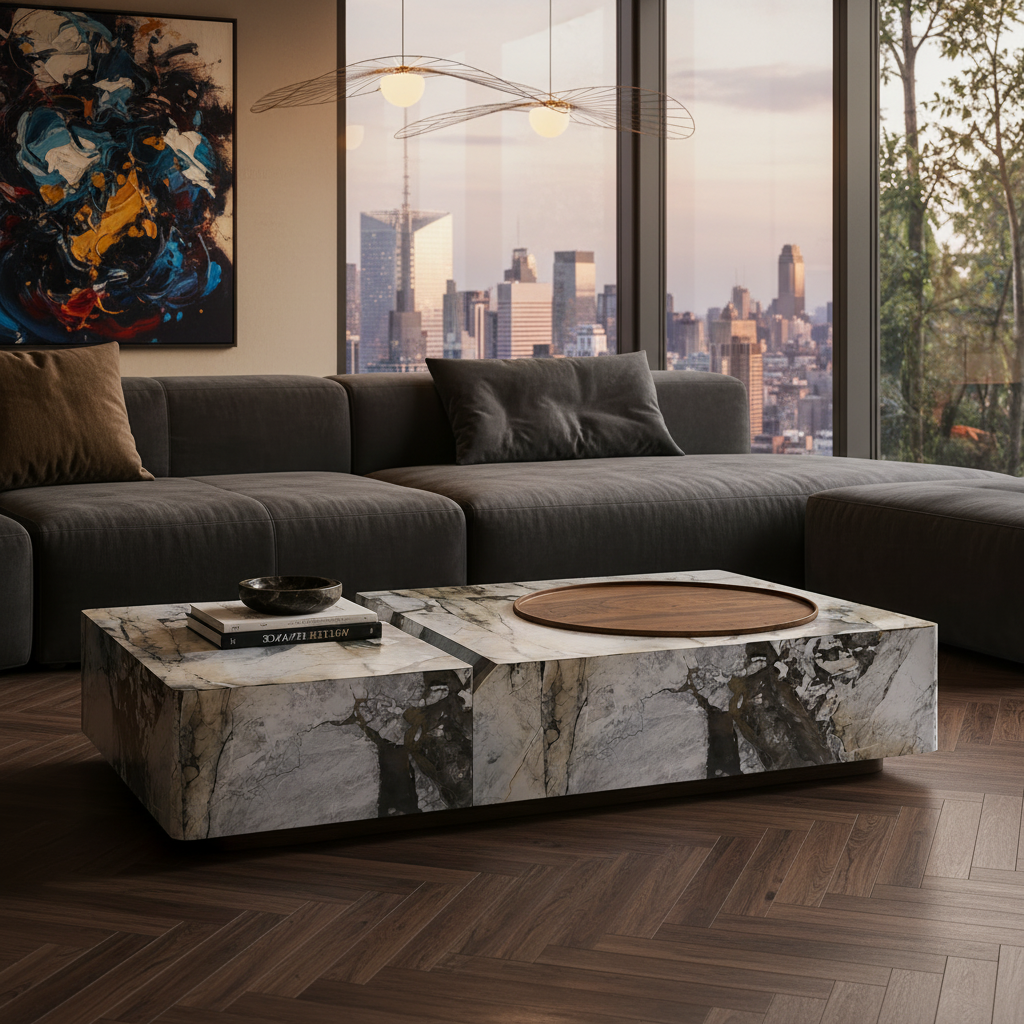 Bexwell Marble & Wood Coffee Table