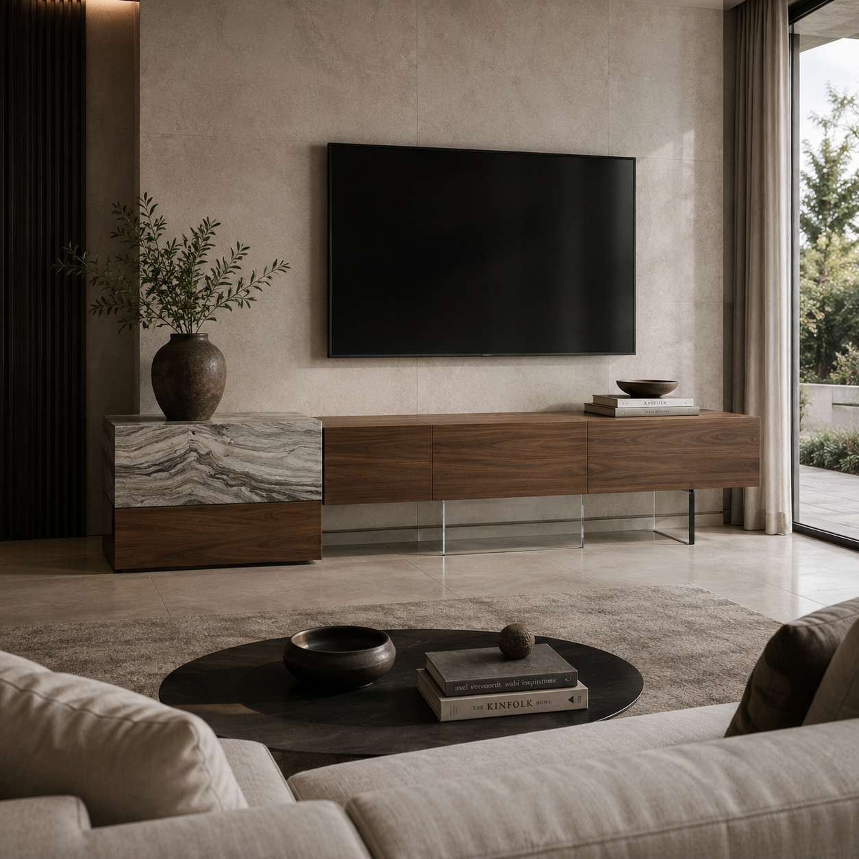 Arden Marble & Wood TV Unit