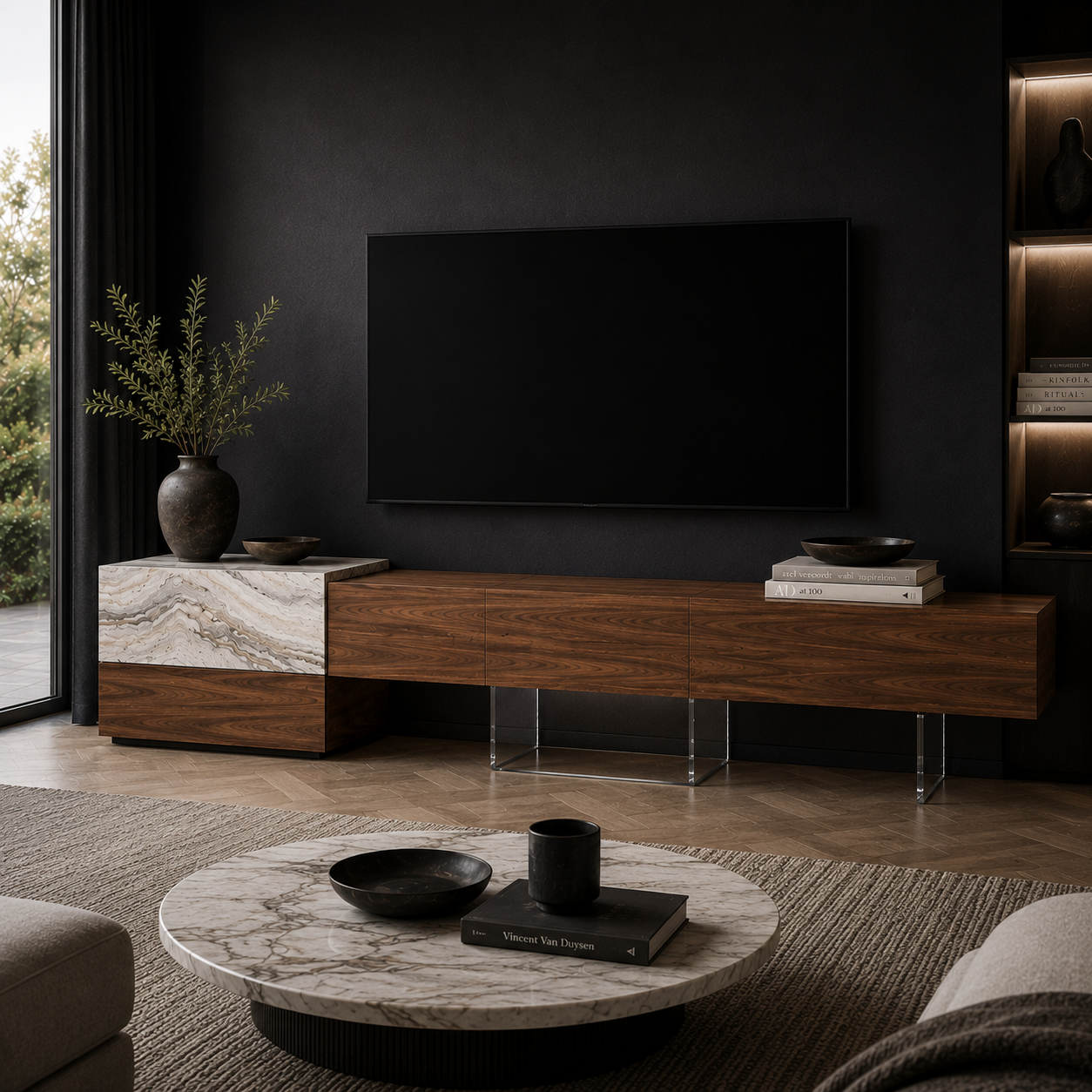 Arden Marble & Wood TV Unit