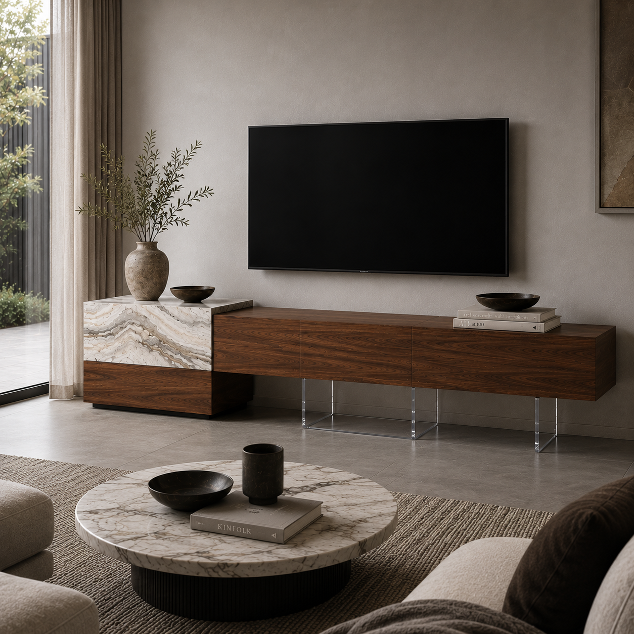 Arden Marble & Wood TV Unit
