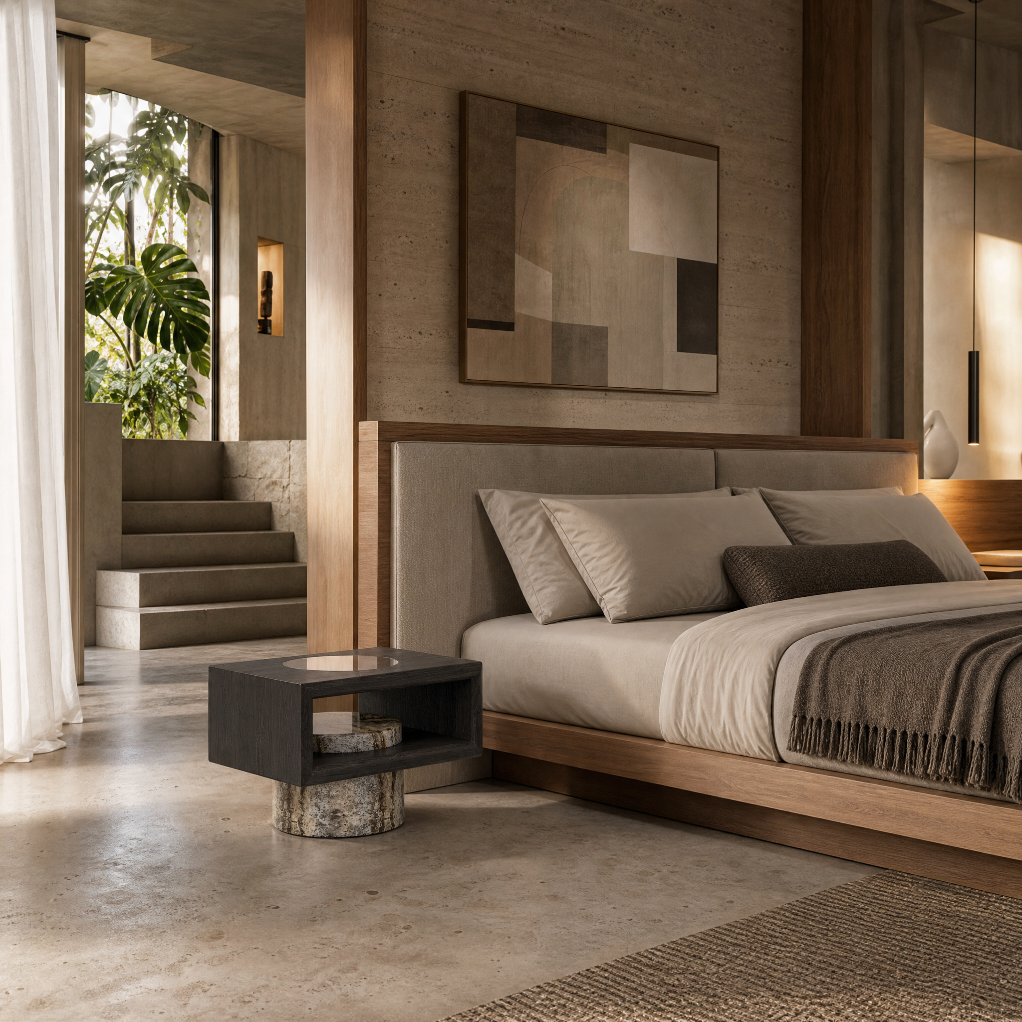 Bellingham Marble & Wood Bedside Table