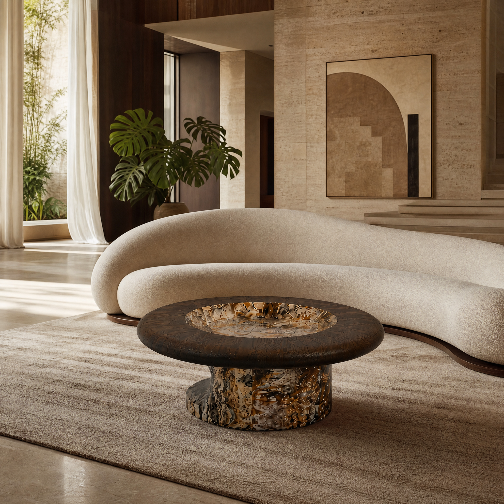 Bellingham Marble & Wood Coffee Table