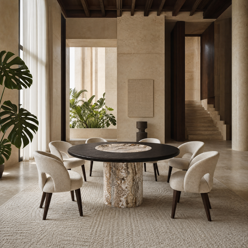 Bellingham Marble & Wood Dining Table