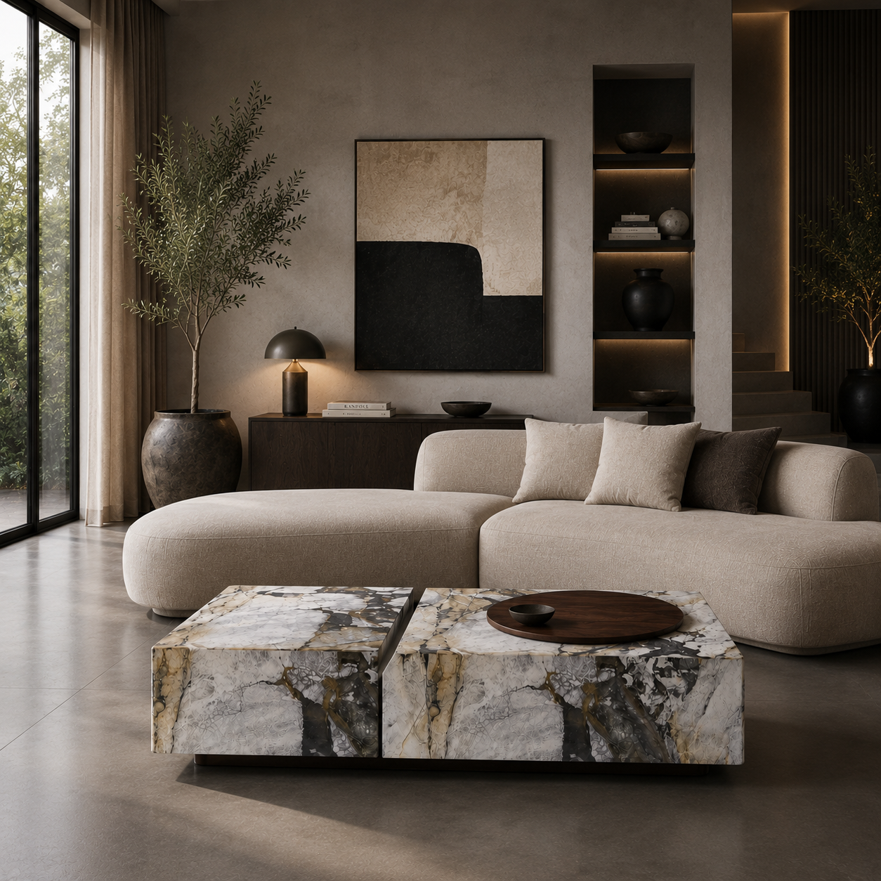 Bexwell Marble & Wood Coffee Table