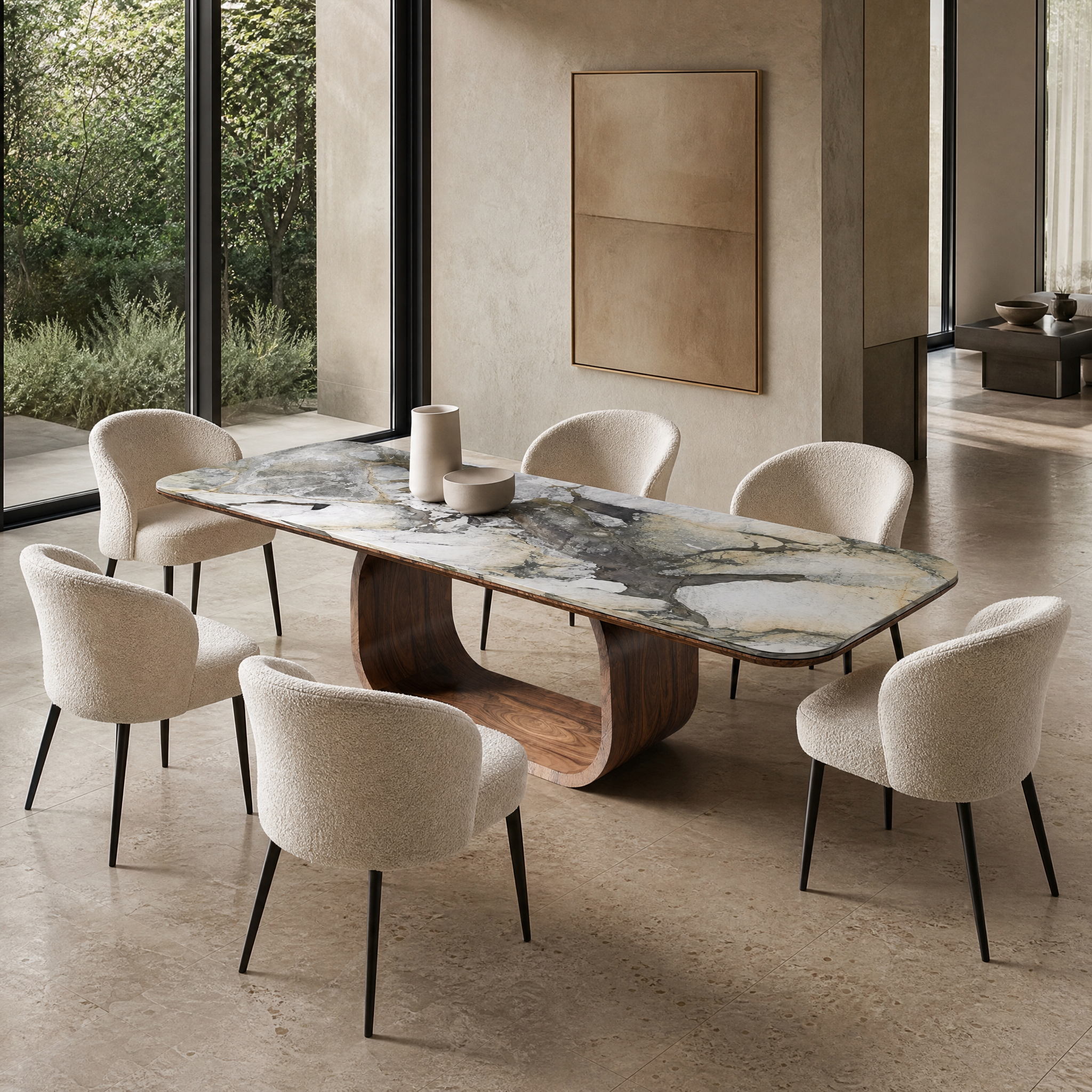 Penrose Marble & Wood Dining Table