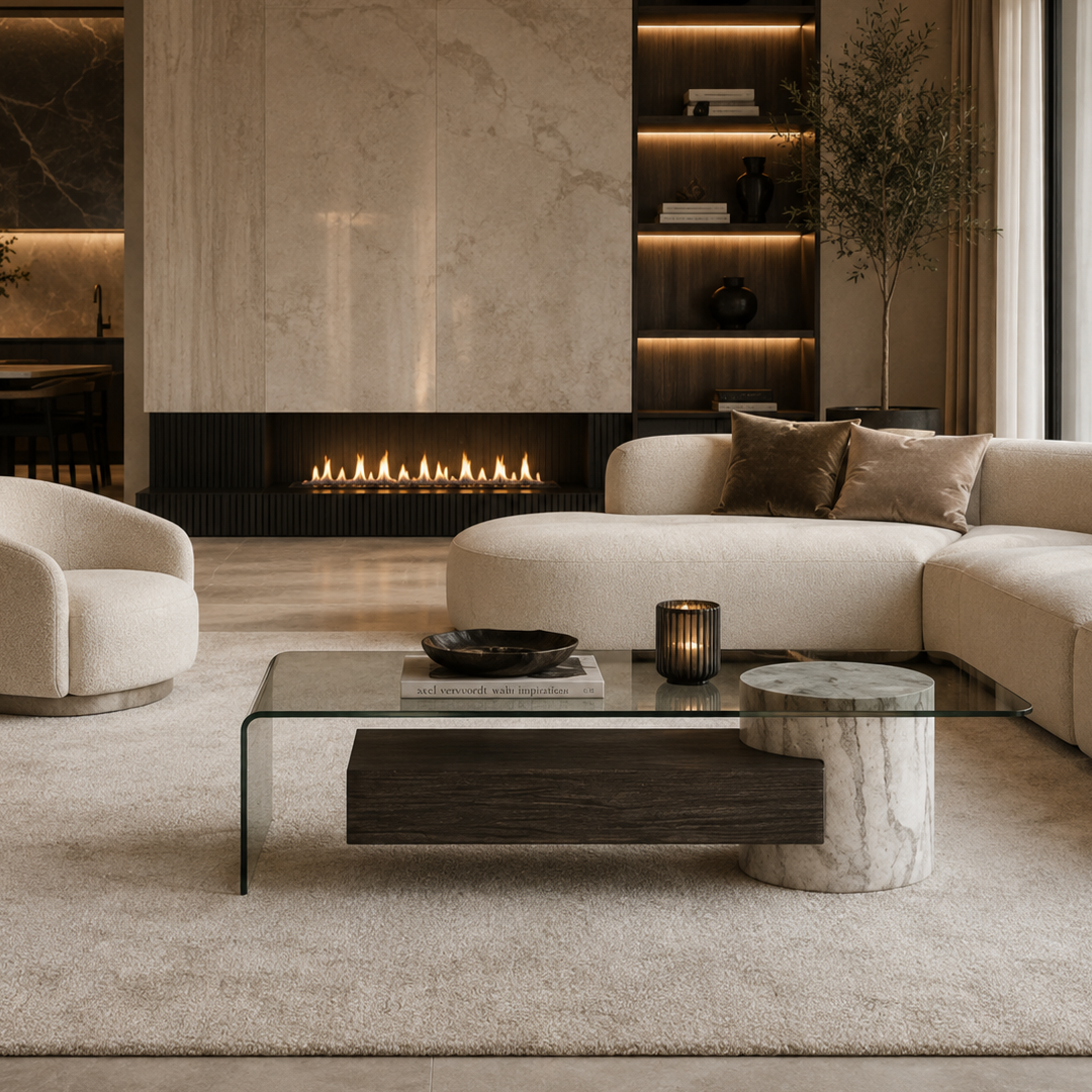 Bramwell Marble & Wood Coffee Table