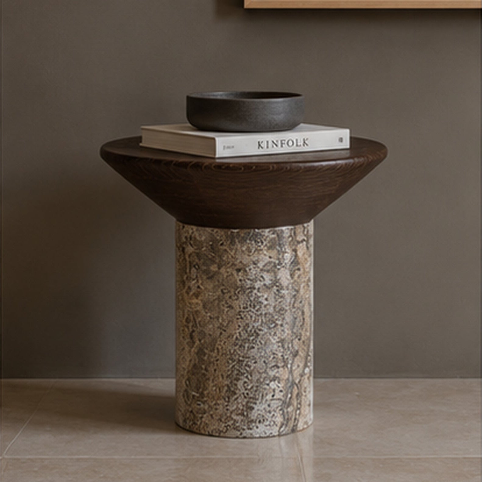 Calderwood Marble & Wood Side Table