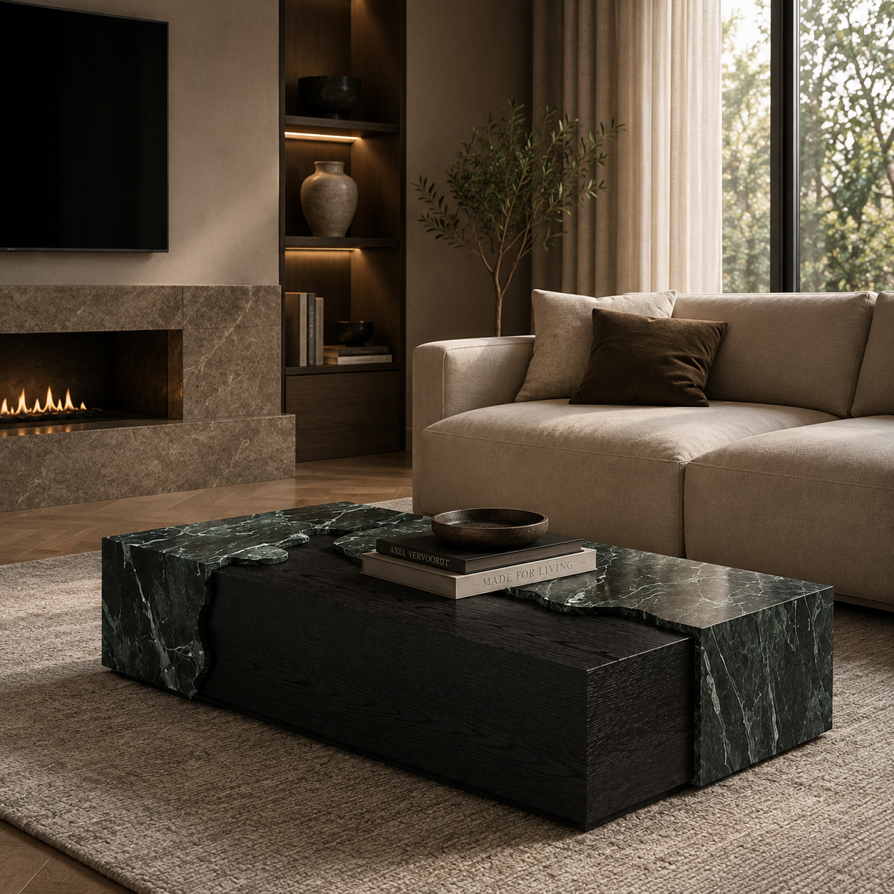 Kember Marble & Wood Coffee Table