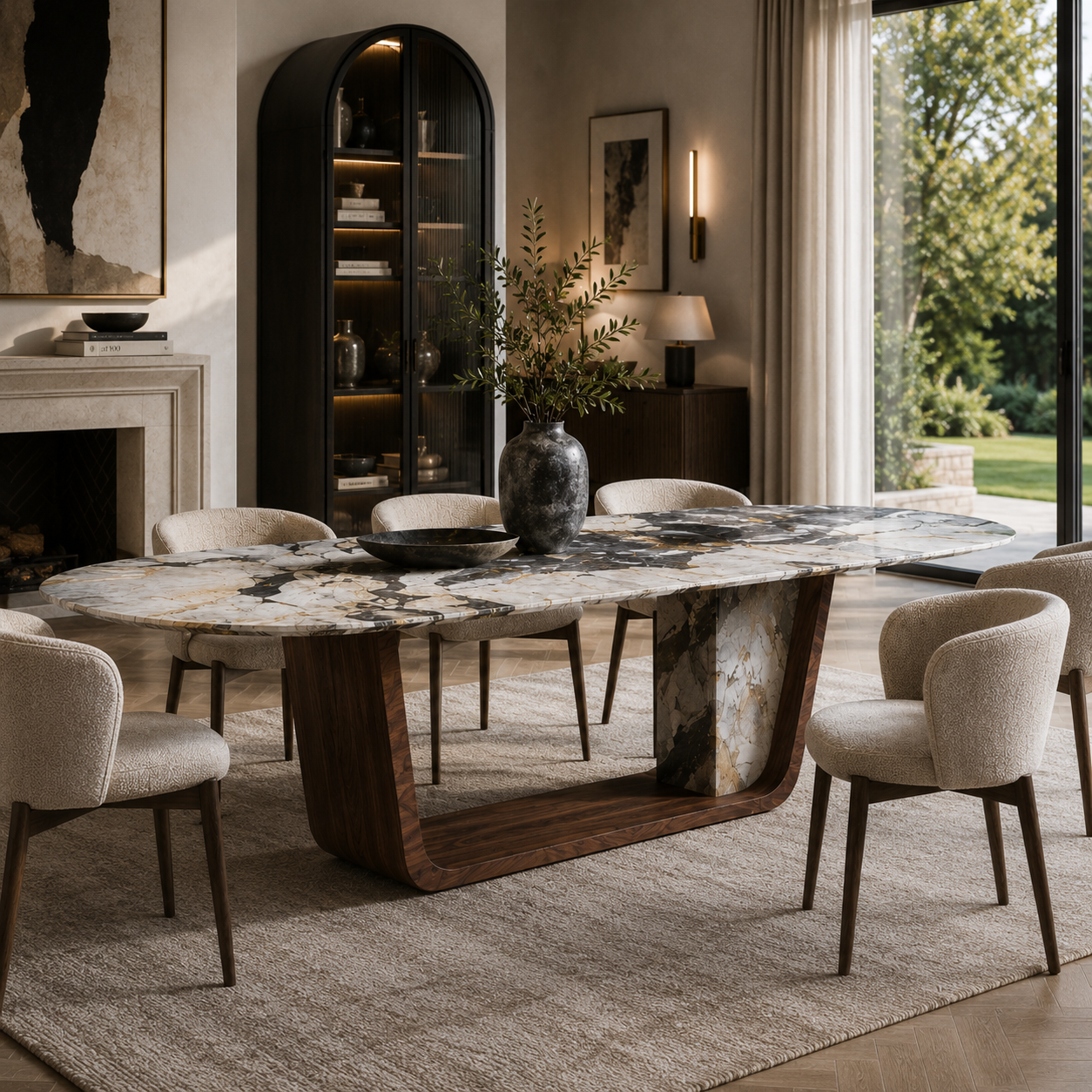 Kember Marble & Wood Dining Table