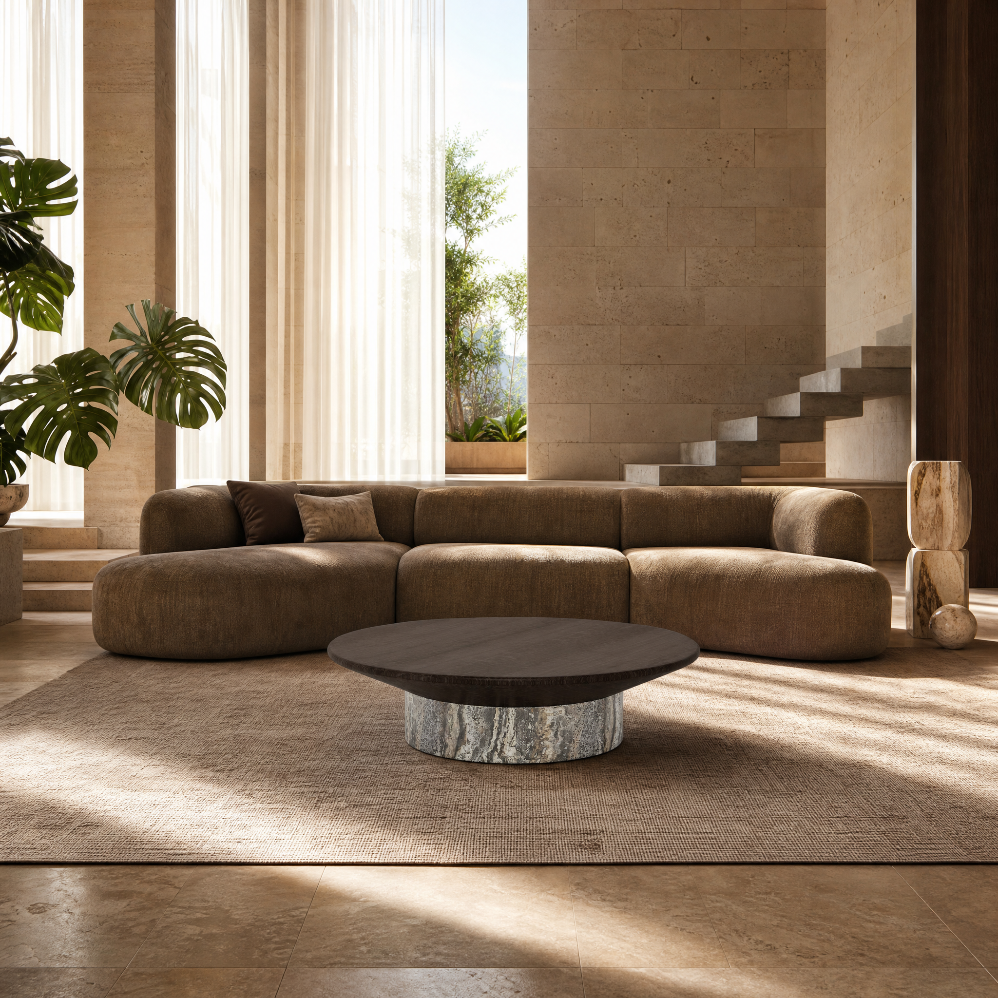 Calderwood Marble & Wood Coffee Table