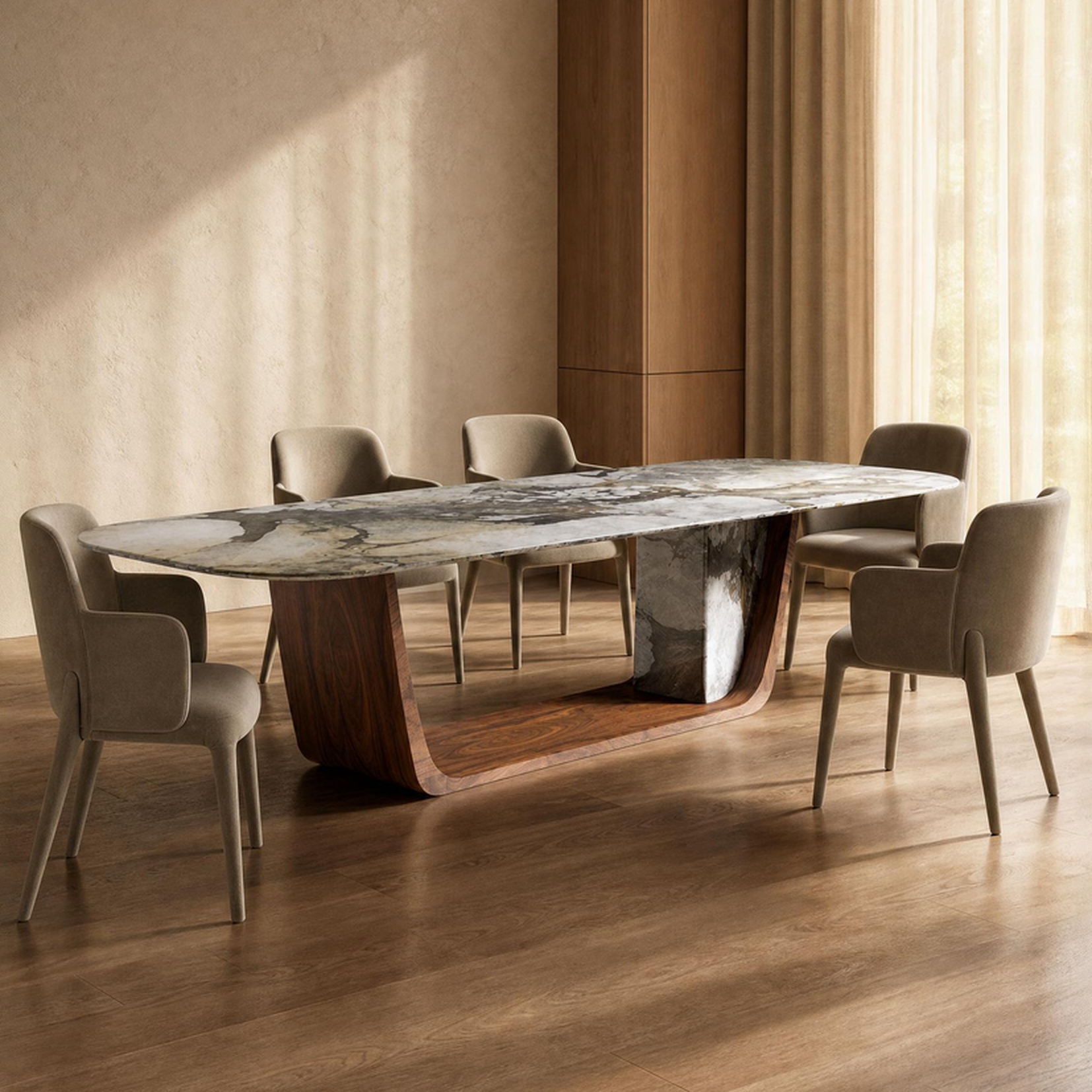 Kember Marble & Wood Dining Table