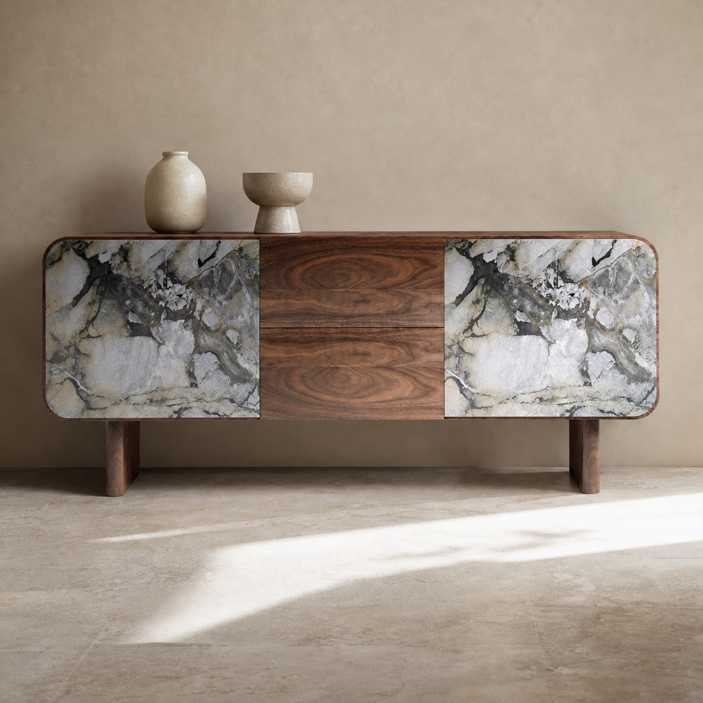Kember Marble & Wood Sideboard