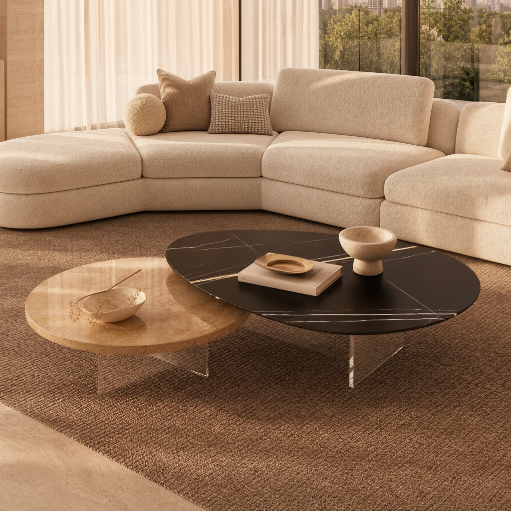 Cresswell Marble & Wood Coffee Table