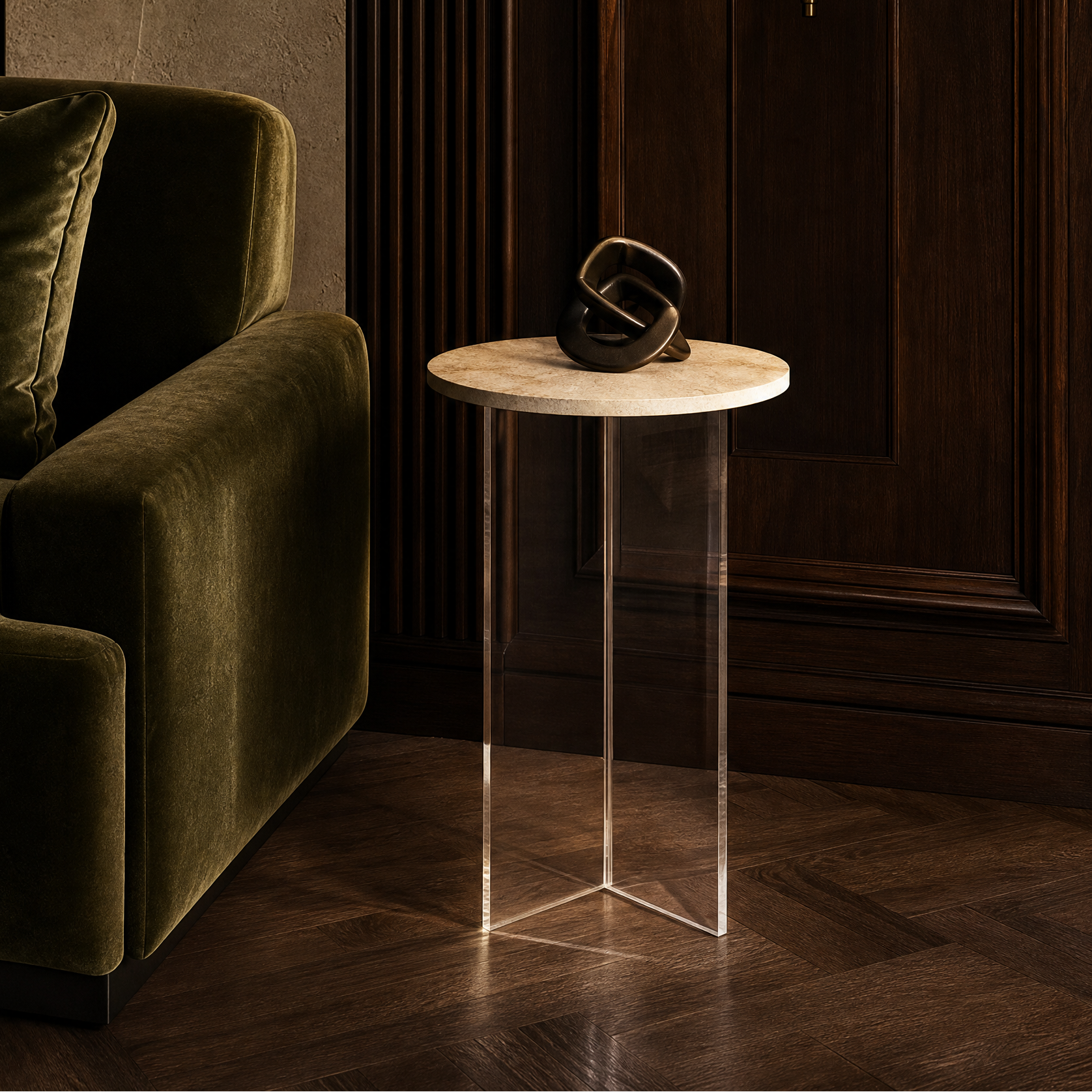 Cresswell Marble & Wood Side Table