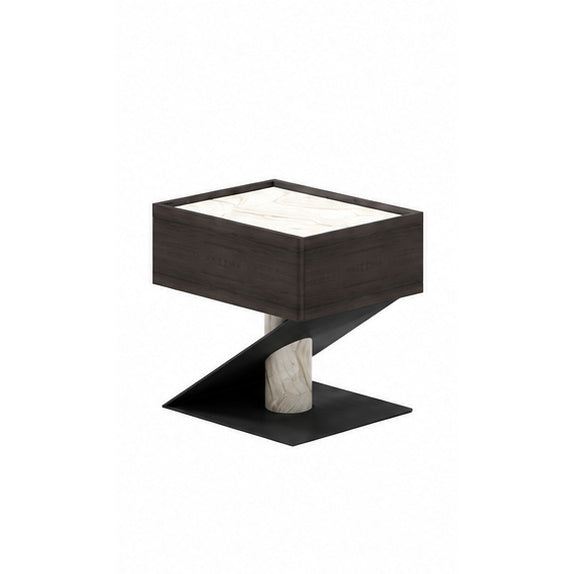 Wycliffe Marble & Wood Bedside Table