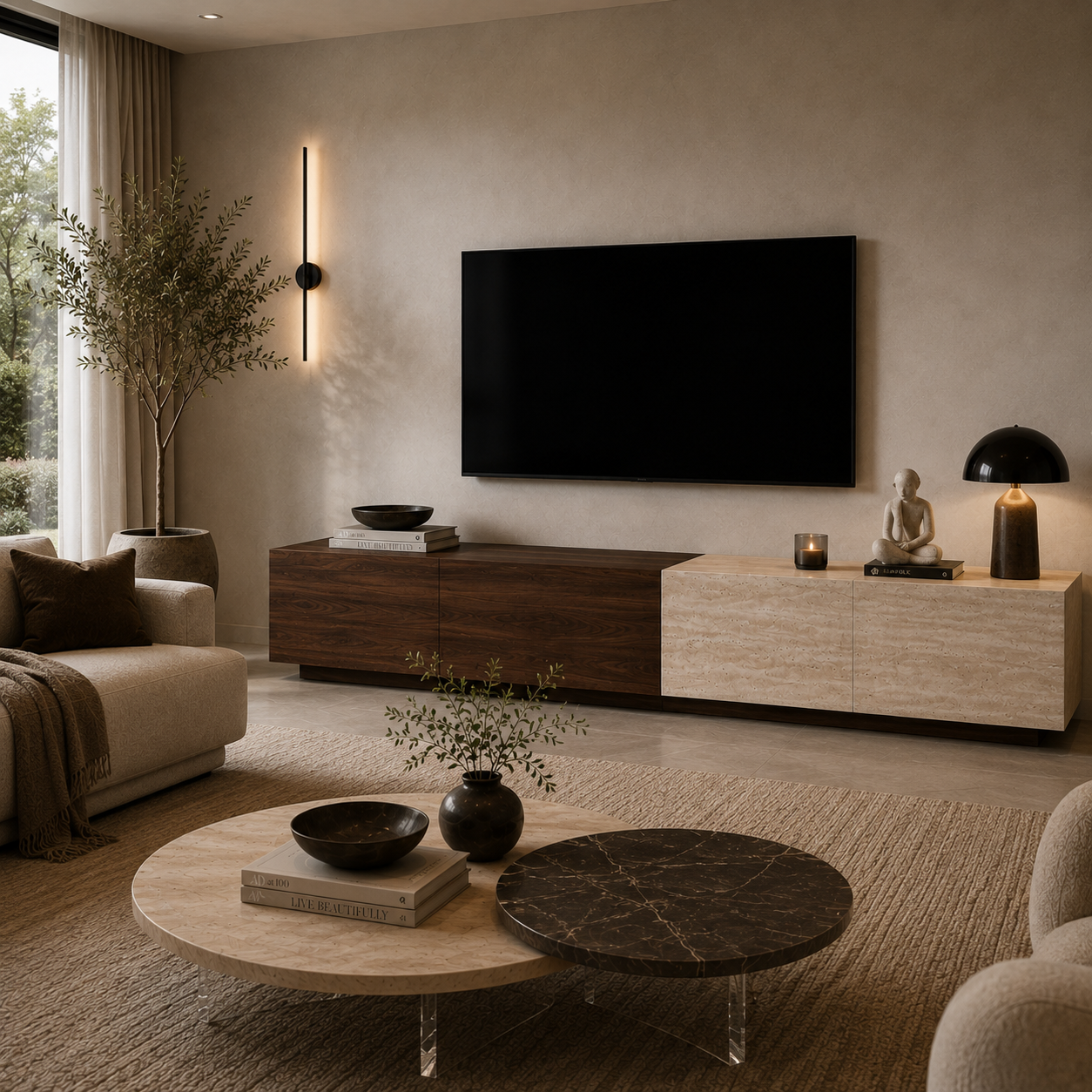Cresswell Marble & Wood TV Unit