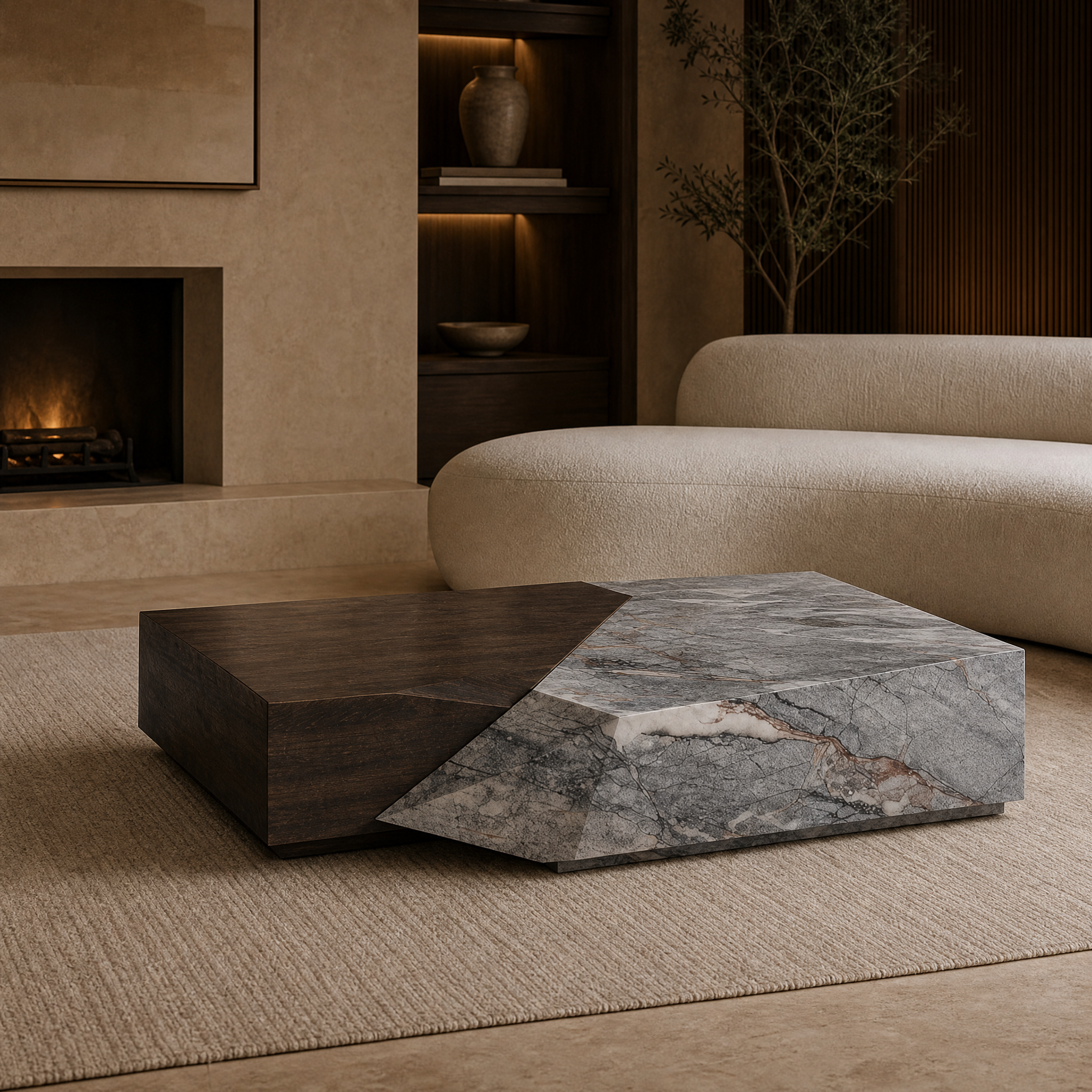 Davenham Marble & Wood Coffee Table