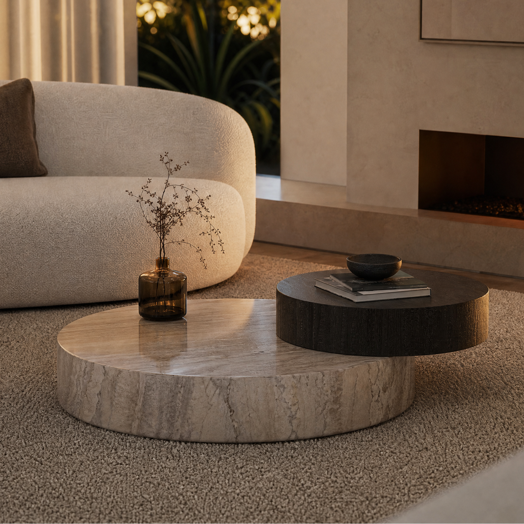 Langley Marble & Wood Coffee Table