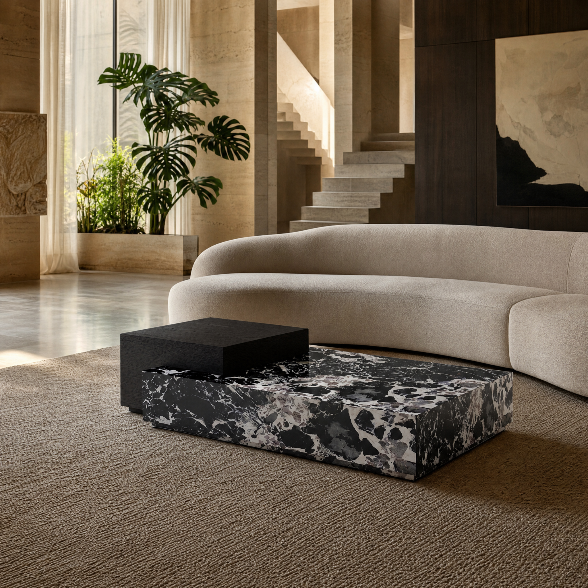 Everley Marble & Wood Coffee Table