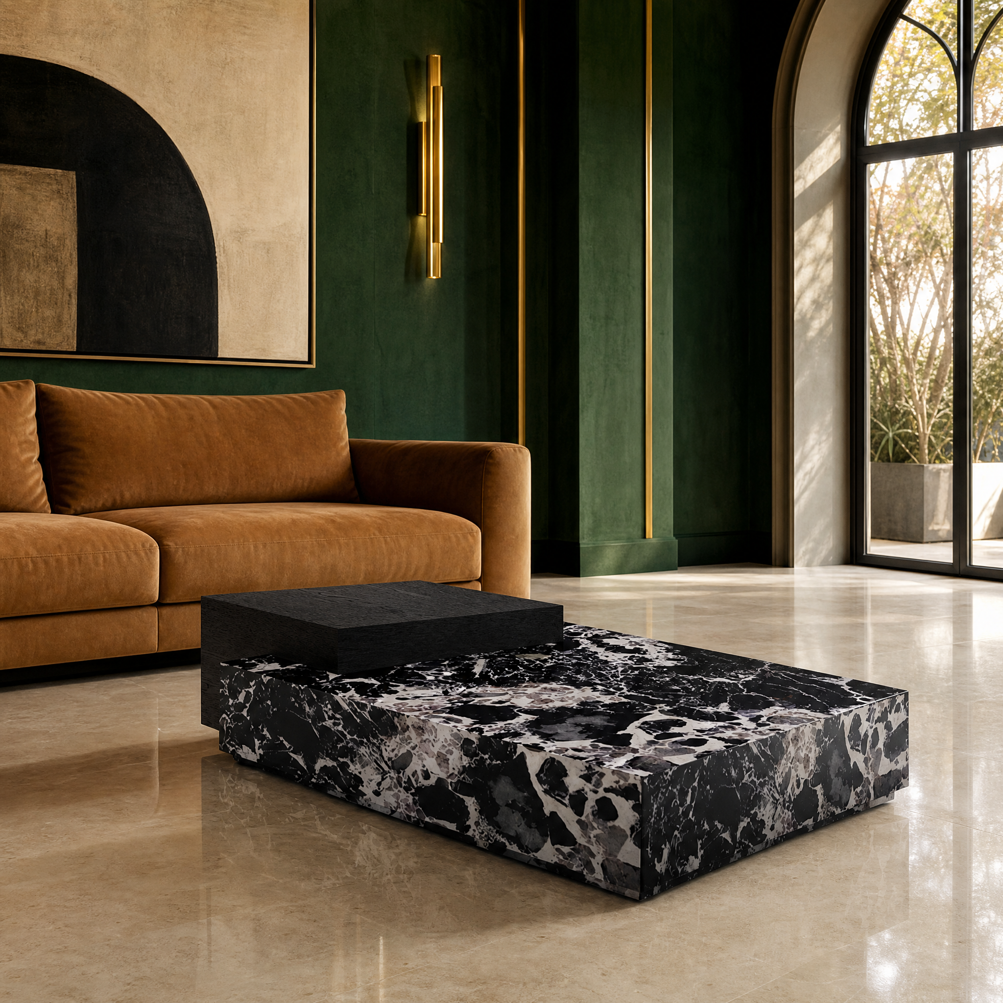 Everley Marble & Wood Coffee Table