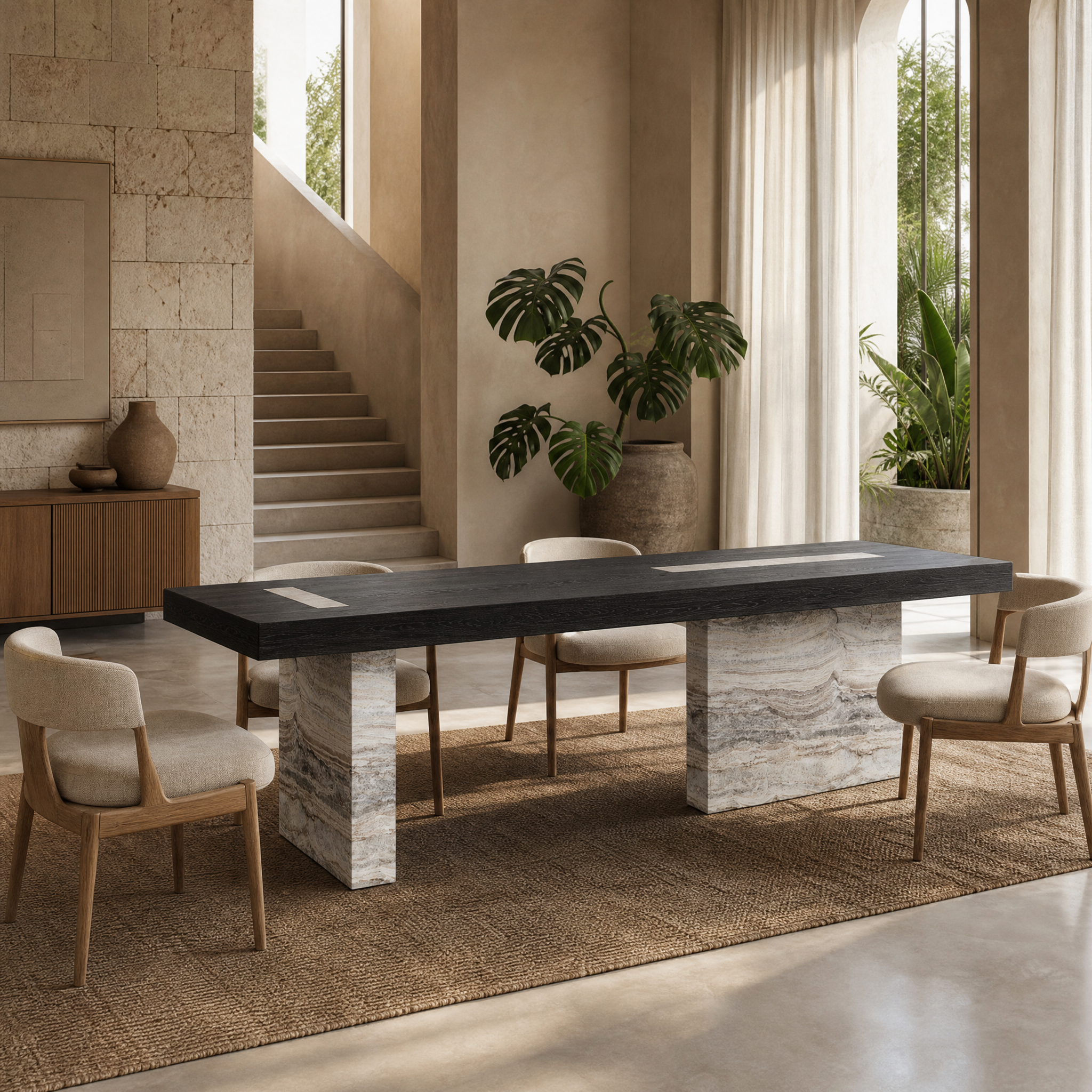 Fairmont Marble & Wood Dining Table
