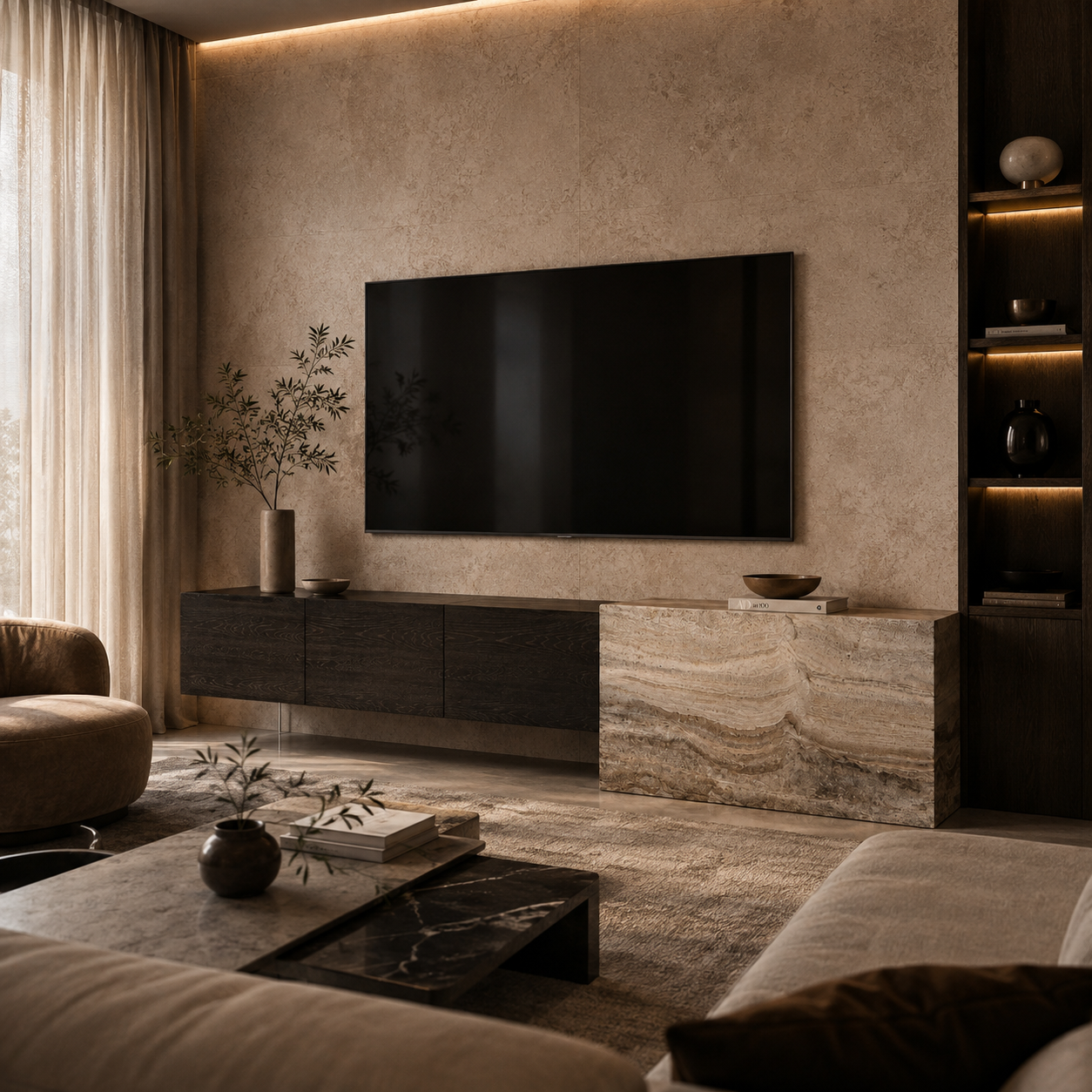 Norbury Marble & Wood TV Unit