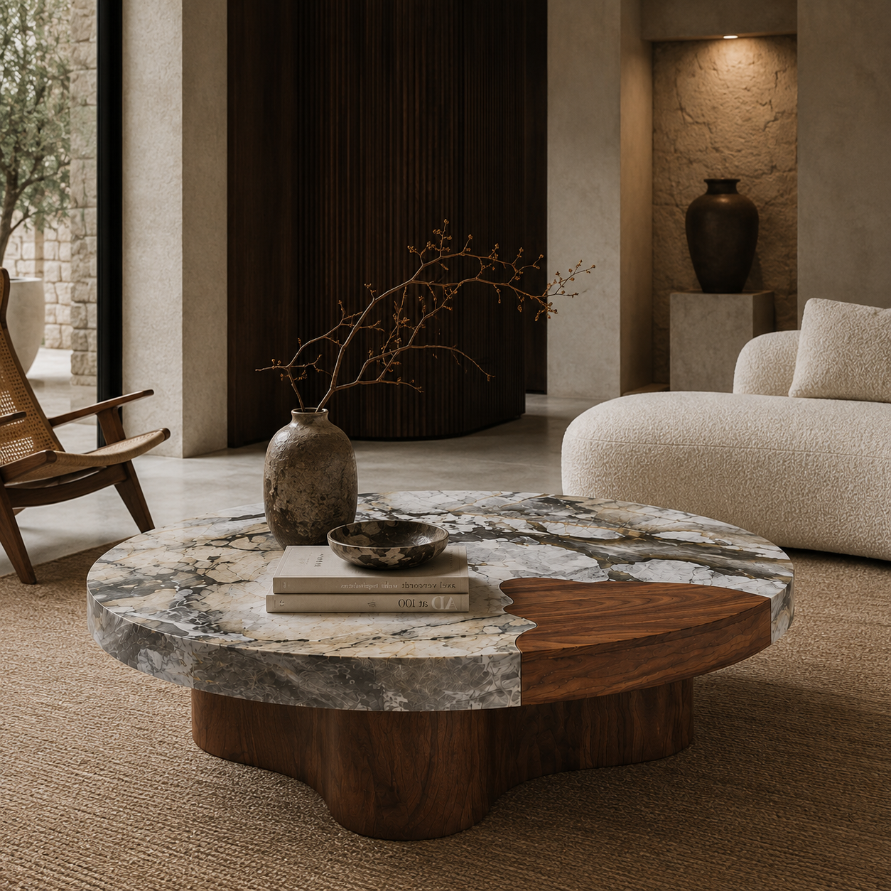 Marden Marble & Wood Coffee Table