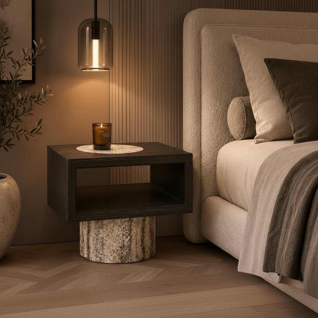 Bellingham Marble & Wood Bedside Table
