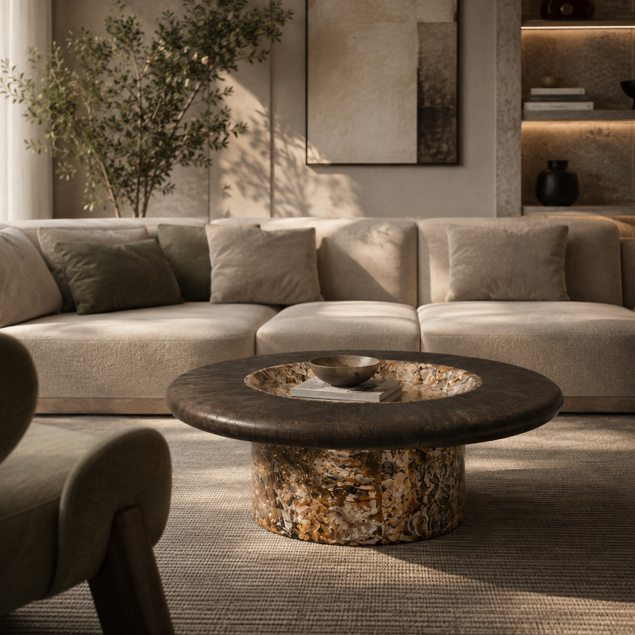 Bellingham Marble & Wood Coffee Table