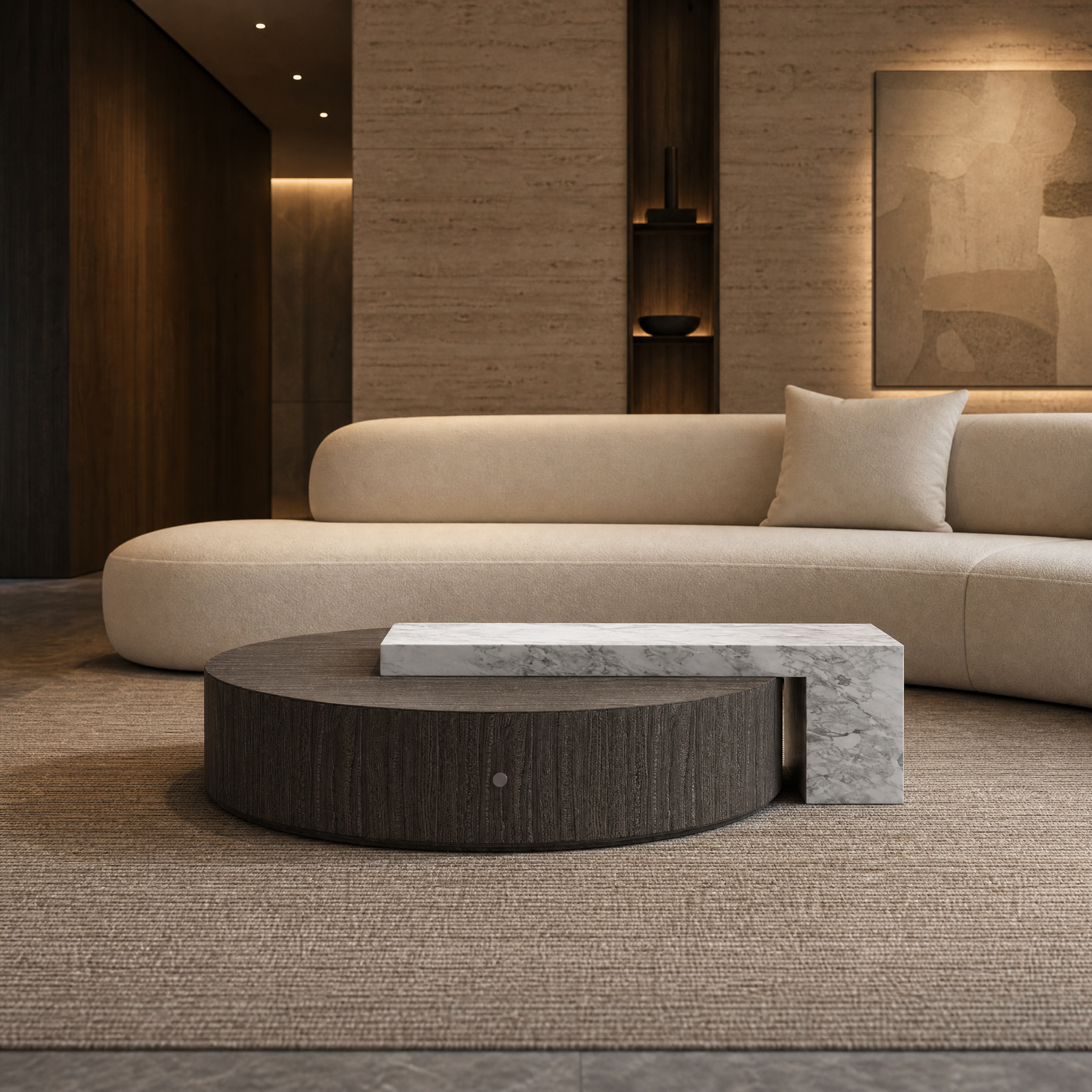 Hadley Marble & Wood Coffee Table