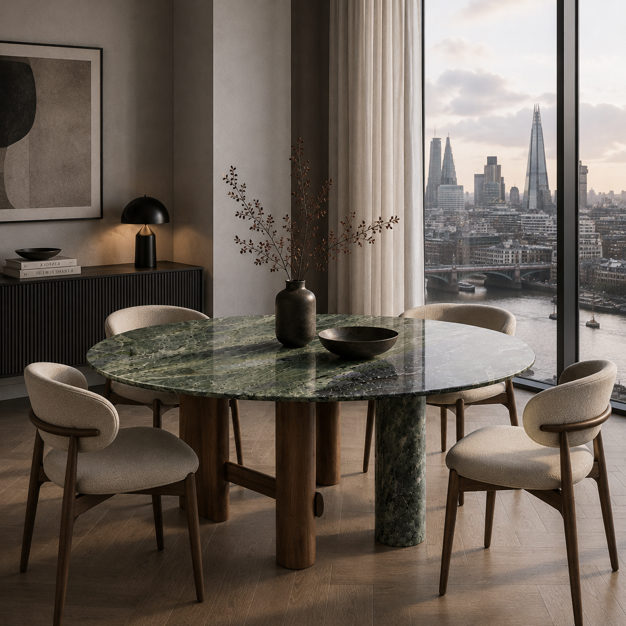 Northcott Marble & Wood Round Dining Table