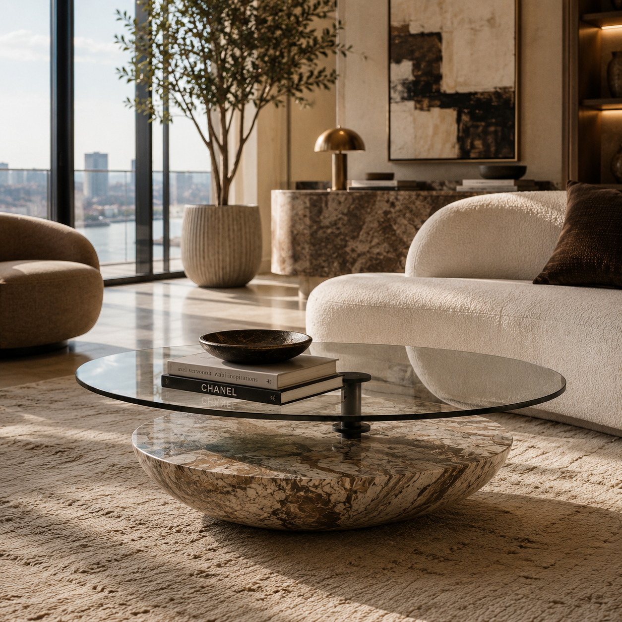 Hatherley Sculptural Marble Coffee Table
