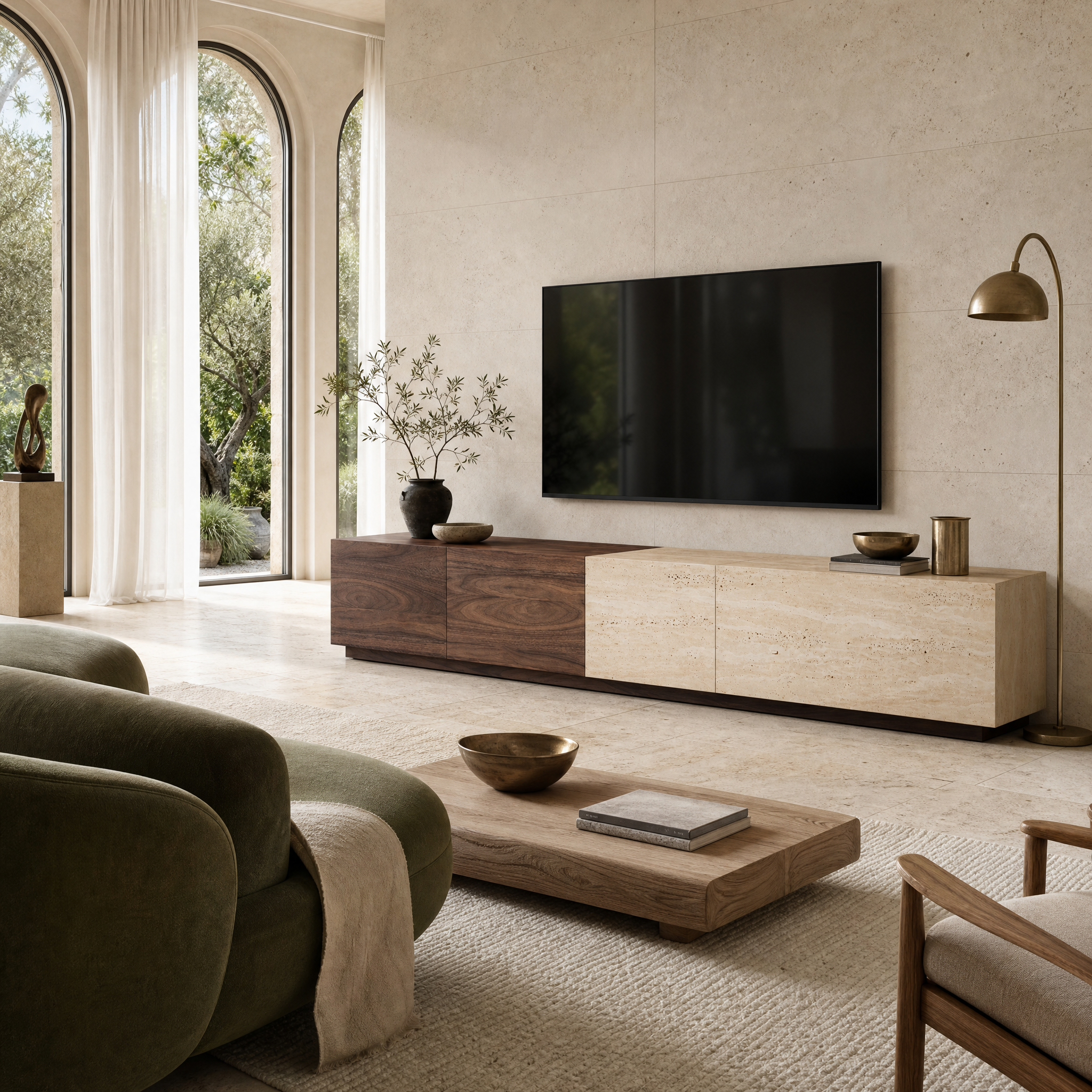 Cresswell Marble & Wood TV Unit