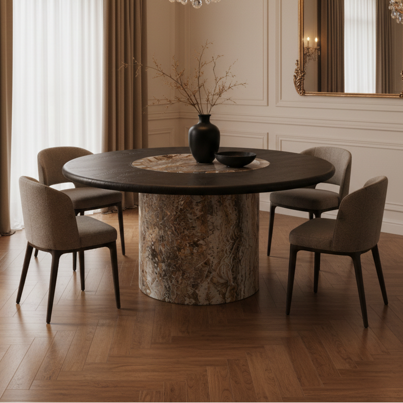Bellingham Marble & Wood Dining Table