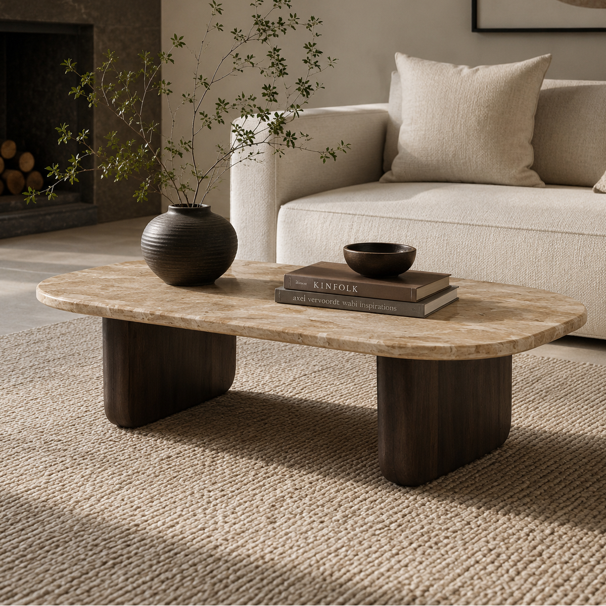 Redbourne Marble & Wood Coffee Table