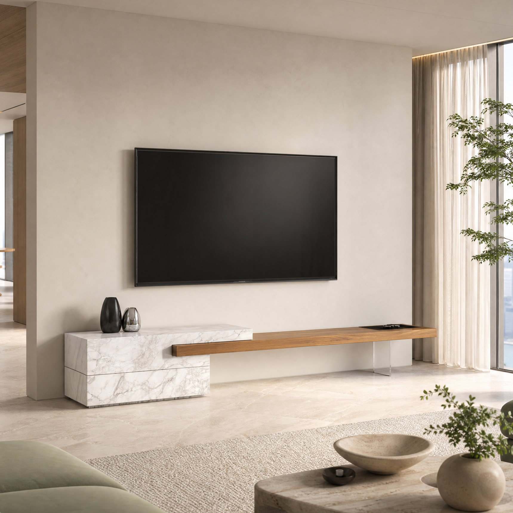 Selborne Marble & Wood TV Unit