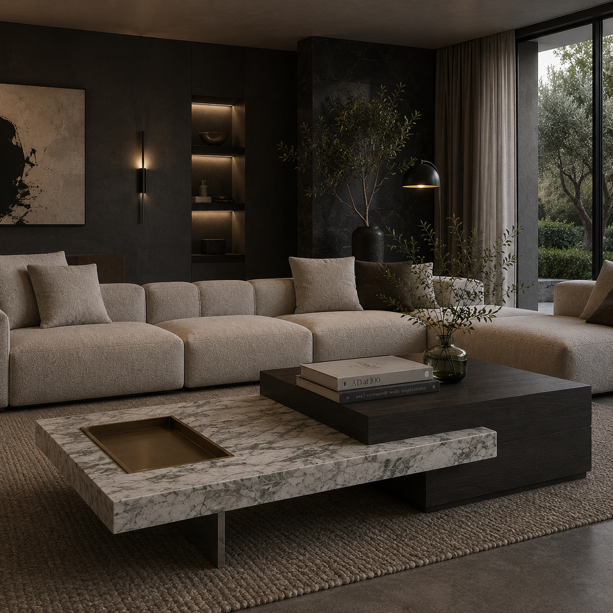 Kingswell Marble & Wood Coffee Table